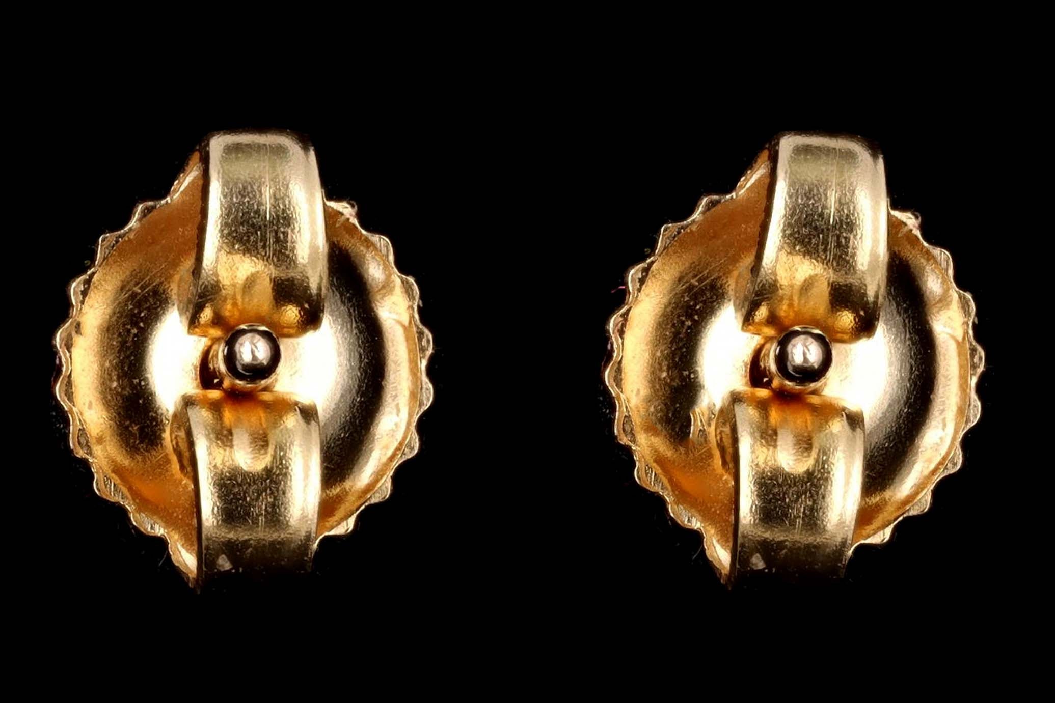 Vintage 14K Yellow Gold Natural Opal & Diamond Halo Stud Earrings - Queen May