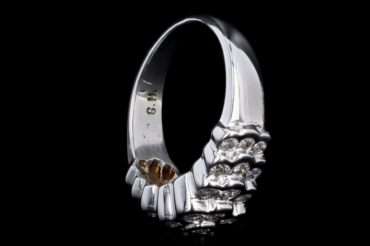 Modern 14K White Gold .50 Carat Round Brilliant Diamond Cluster Band - Queen May
