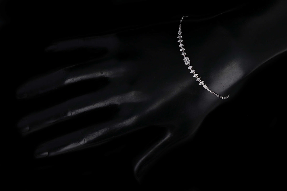 14K White Gold 0.34 Carat Total Weight Diamond Baguette Bracelet - Queen May