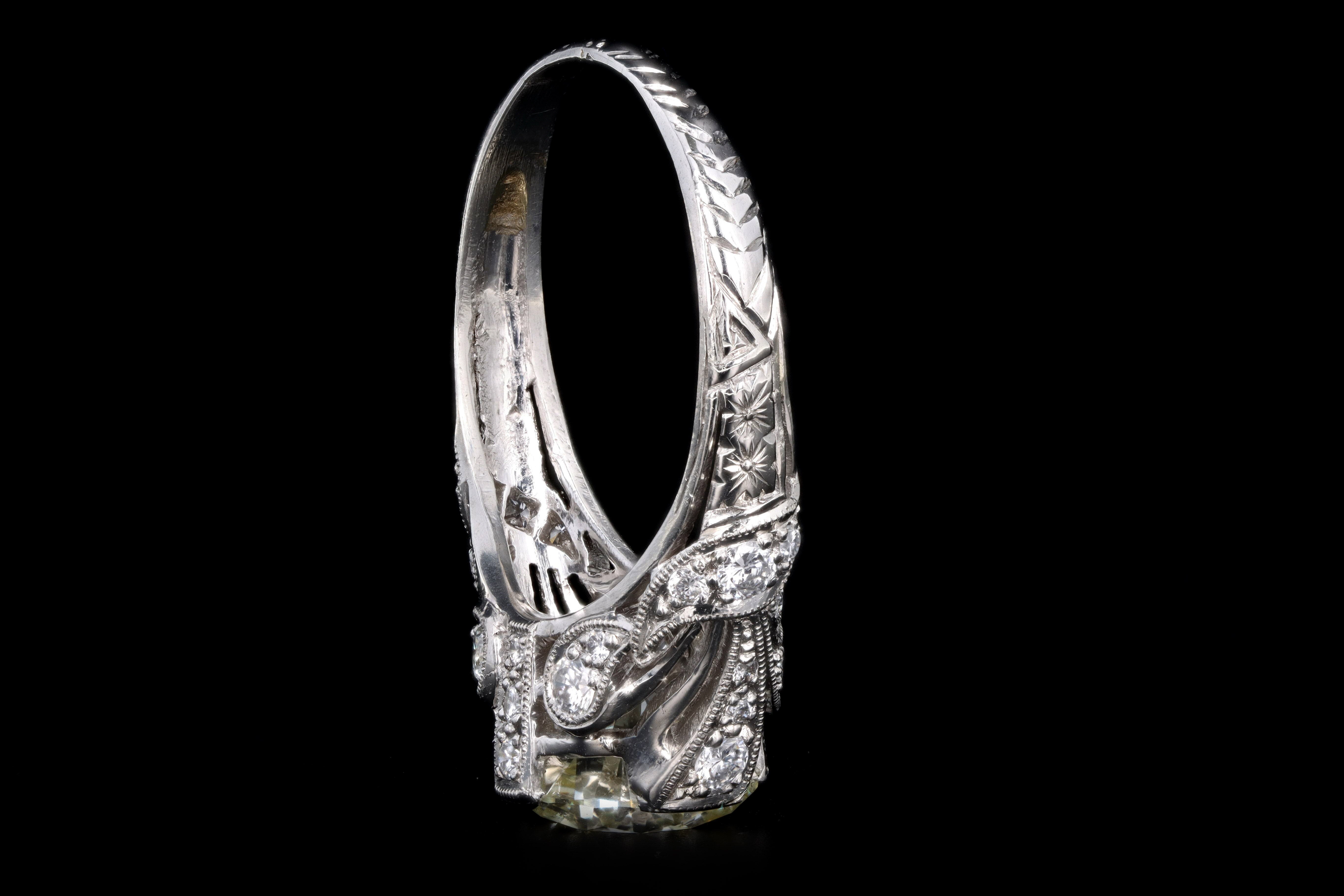 Art Deco Inspired 2.12 Carat Round Brilliant Cut Diamond Engagement Ring - Queen May