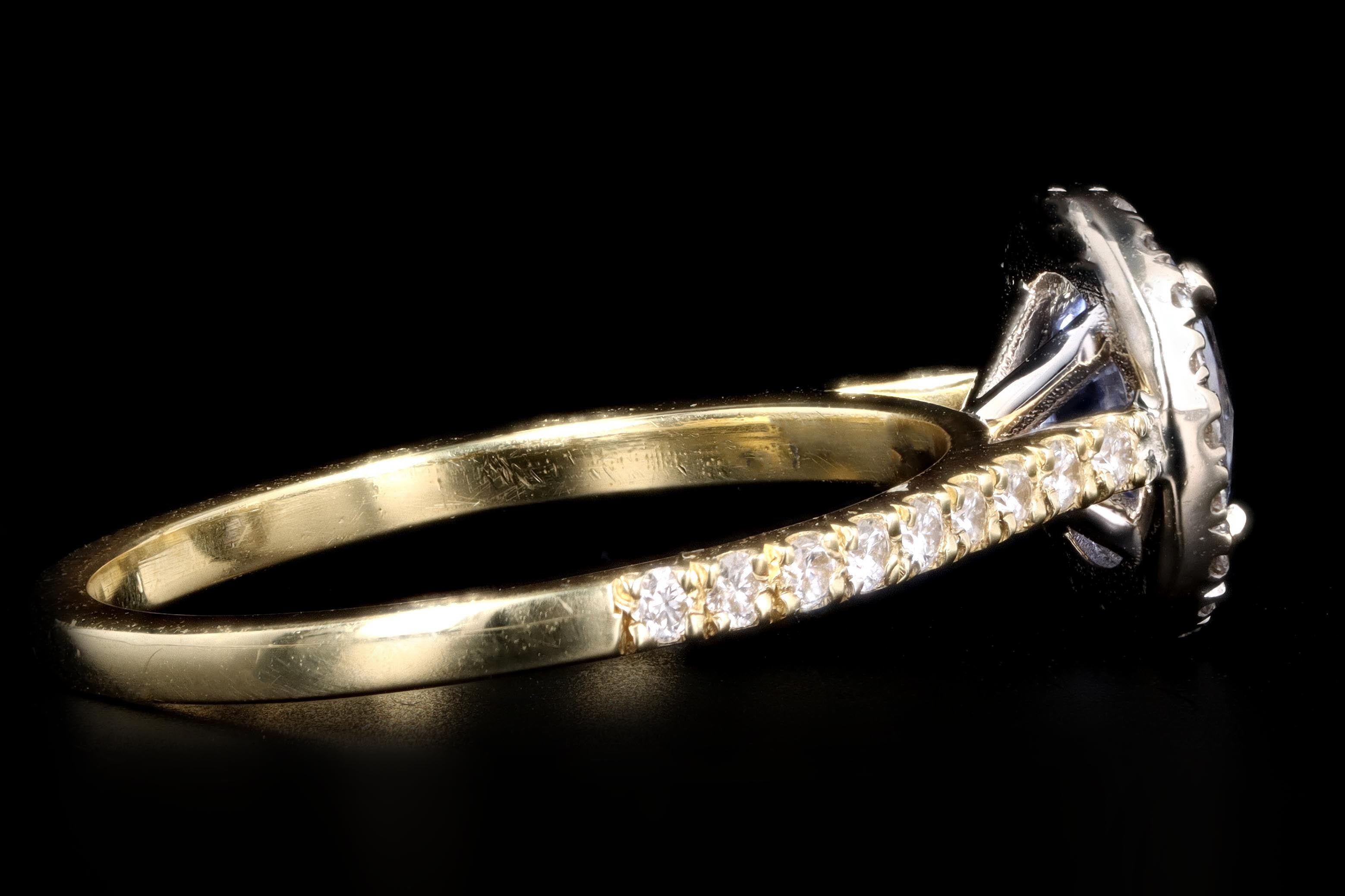 Modern 18K Yellow Gold 1.25 Carat Natural Sapphire and Diamond Ring - Queen May