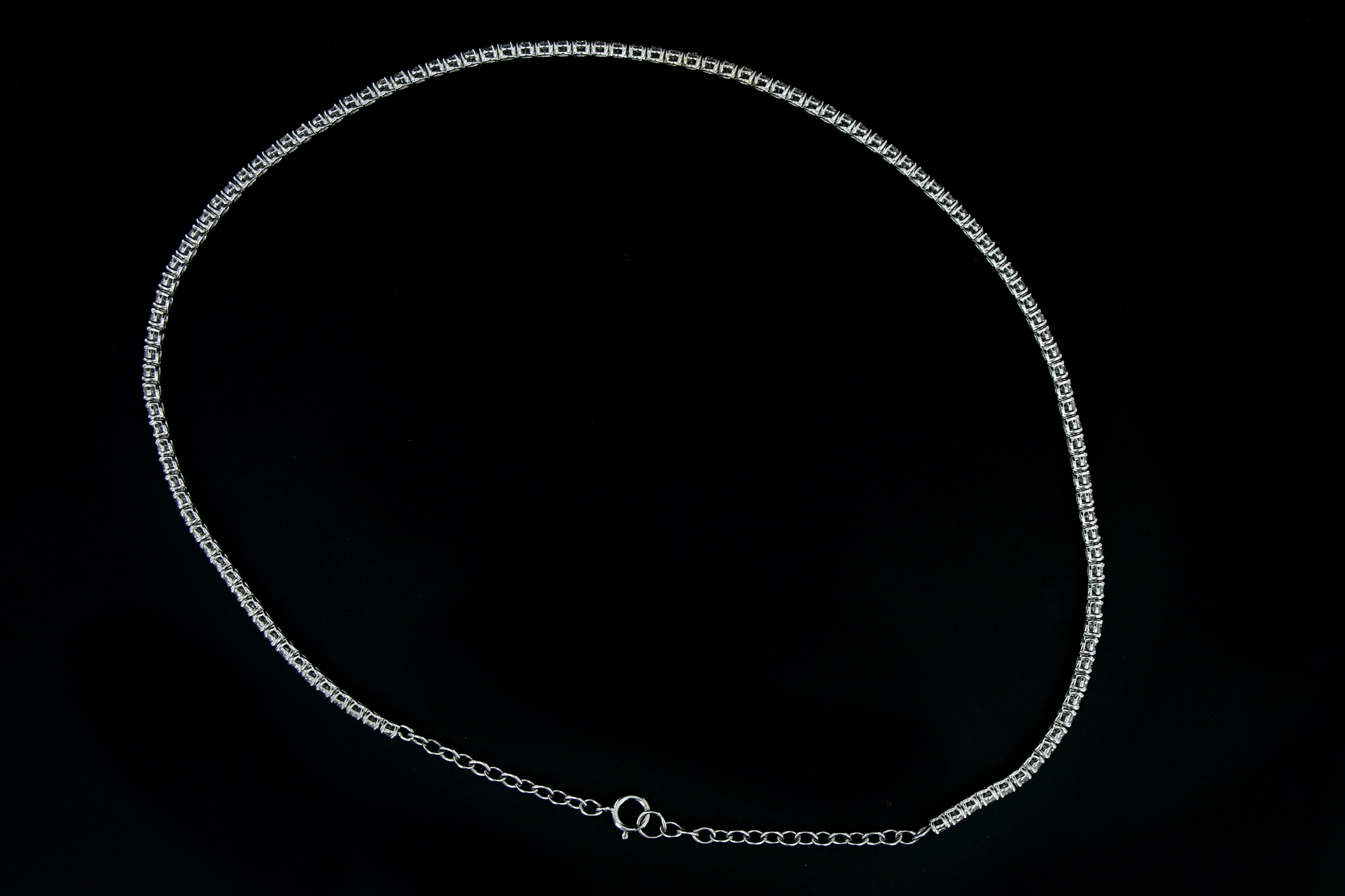 New 14K White Gold 8.89 Carat Round Brilliant Diamond Tennis Choker Necklace - Queen May