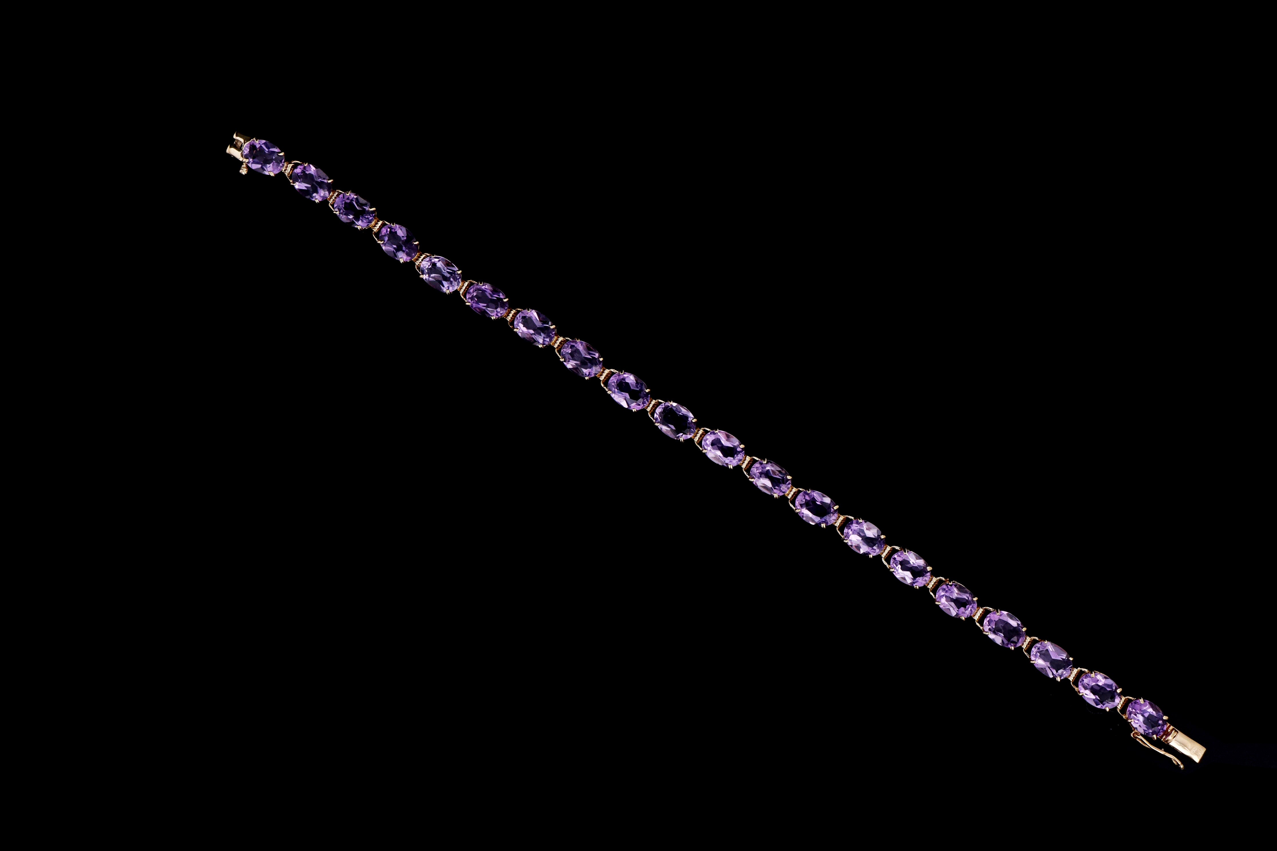 Modern 14K Yellow Gold 14 Carat Total Weight Amethyst Bracelet - Queen May