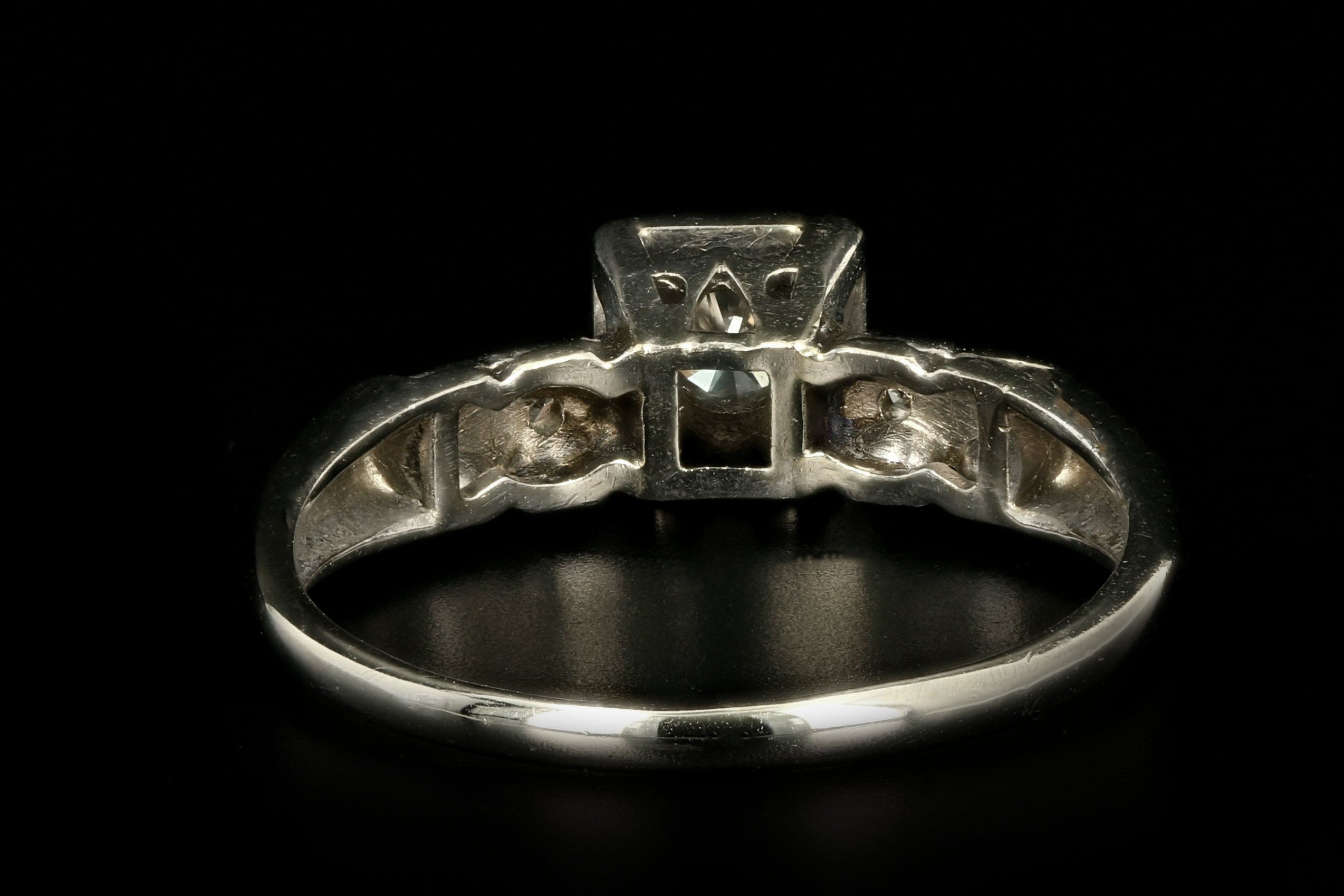 Mid Century 14K White Gold .21 Carat Round Brilliant Diamond Engagement Ring - Queen May