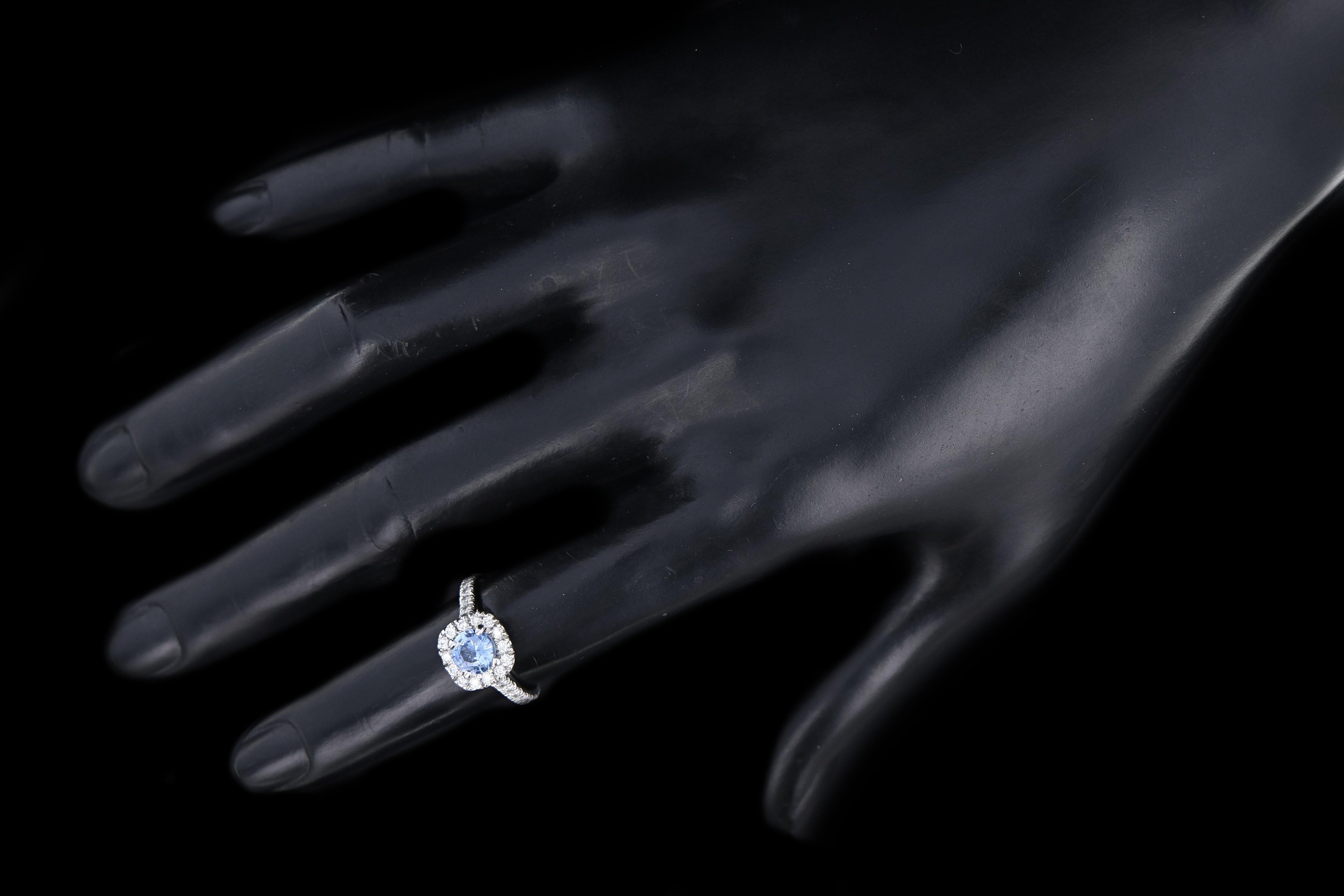 Modern 14K White Gold .89 Carat Natural Sapphire and Diamond Ring - Queen May