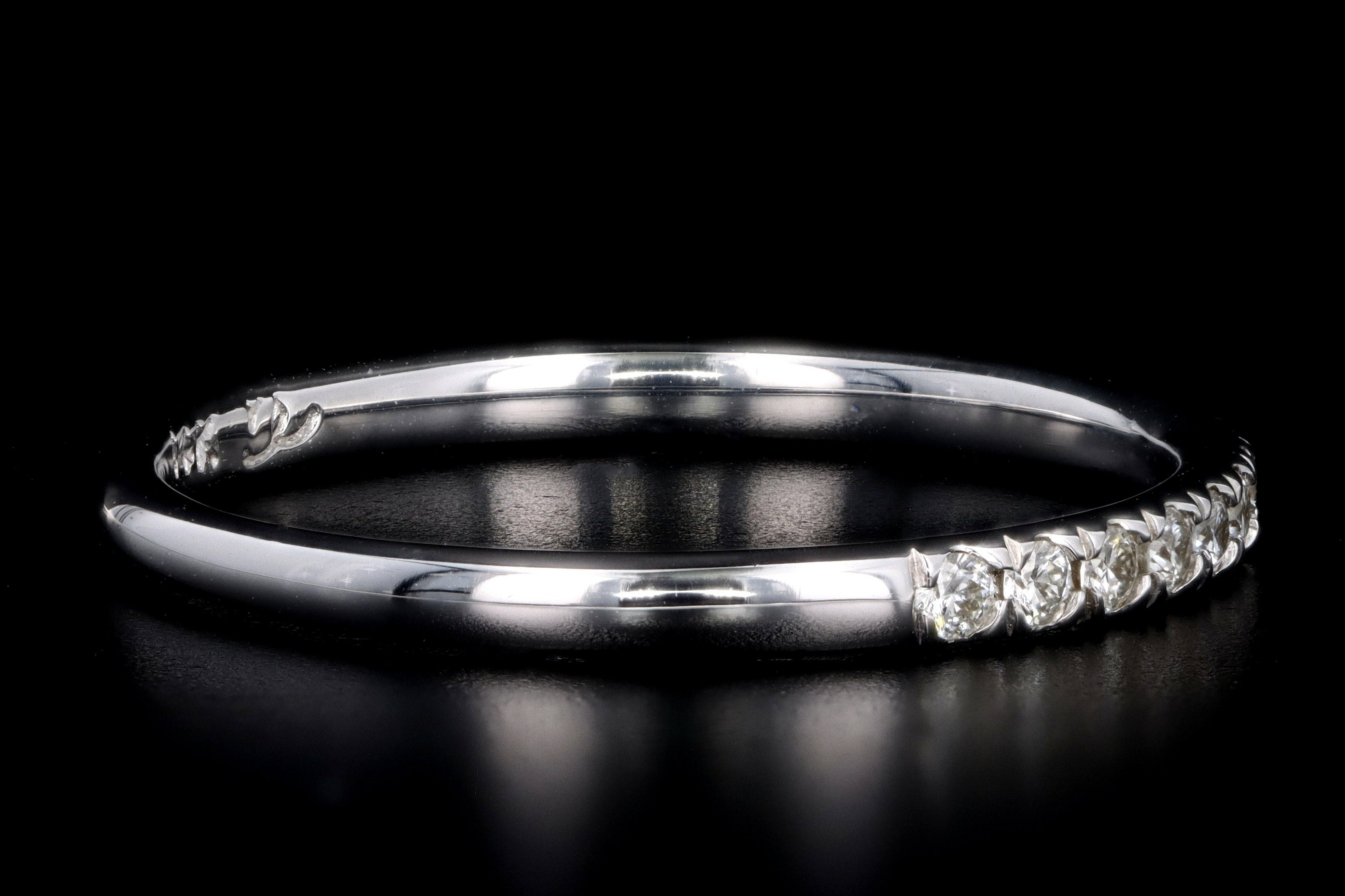 14K Gold 0.21 Carat Round Brilliant Diamond Half Eternity Wedding Band - Queen May
