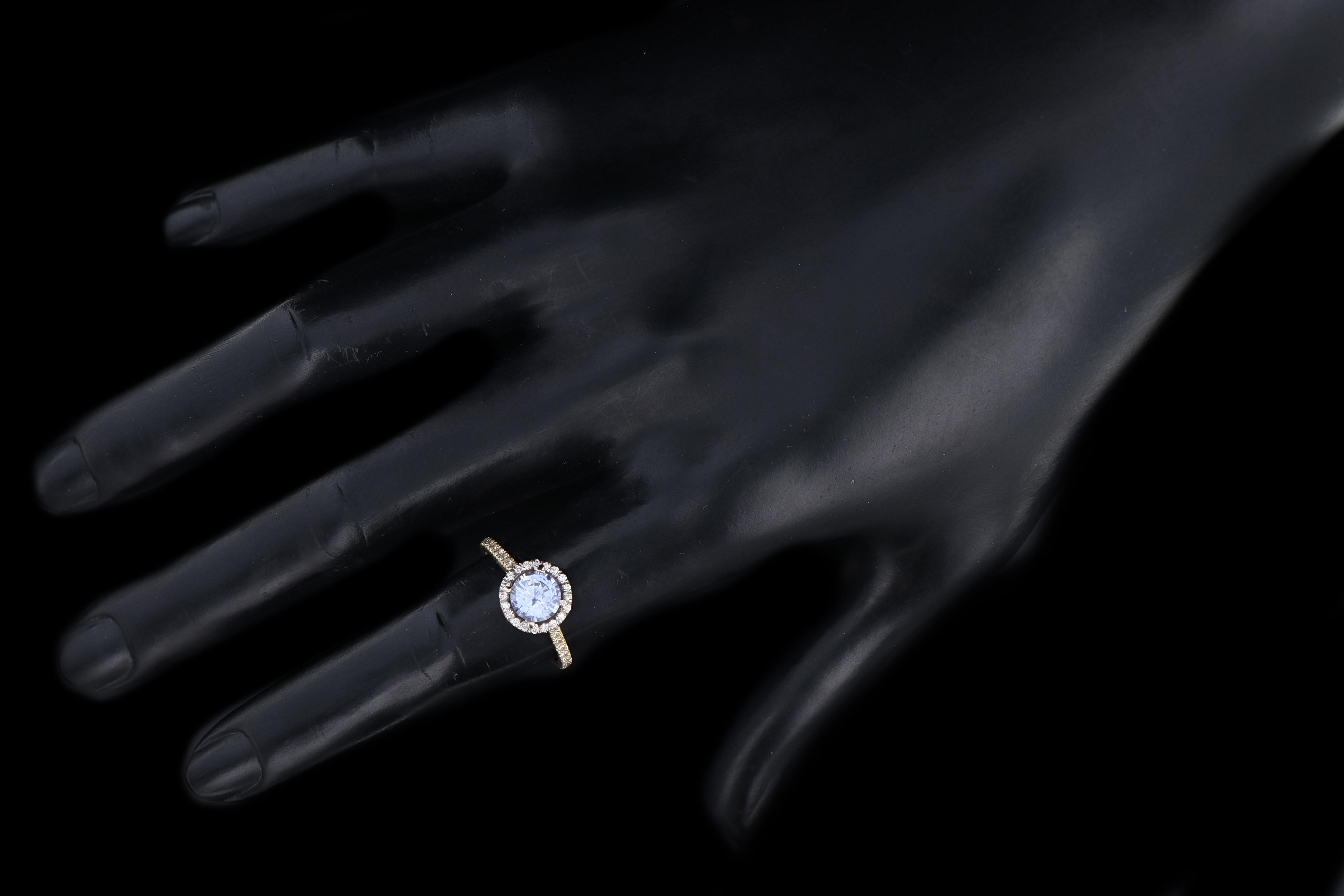 Modern 18K Yellow Gold 1.25 Carat Natural Sapphire and Diamond Ring - Queen May
