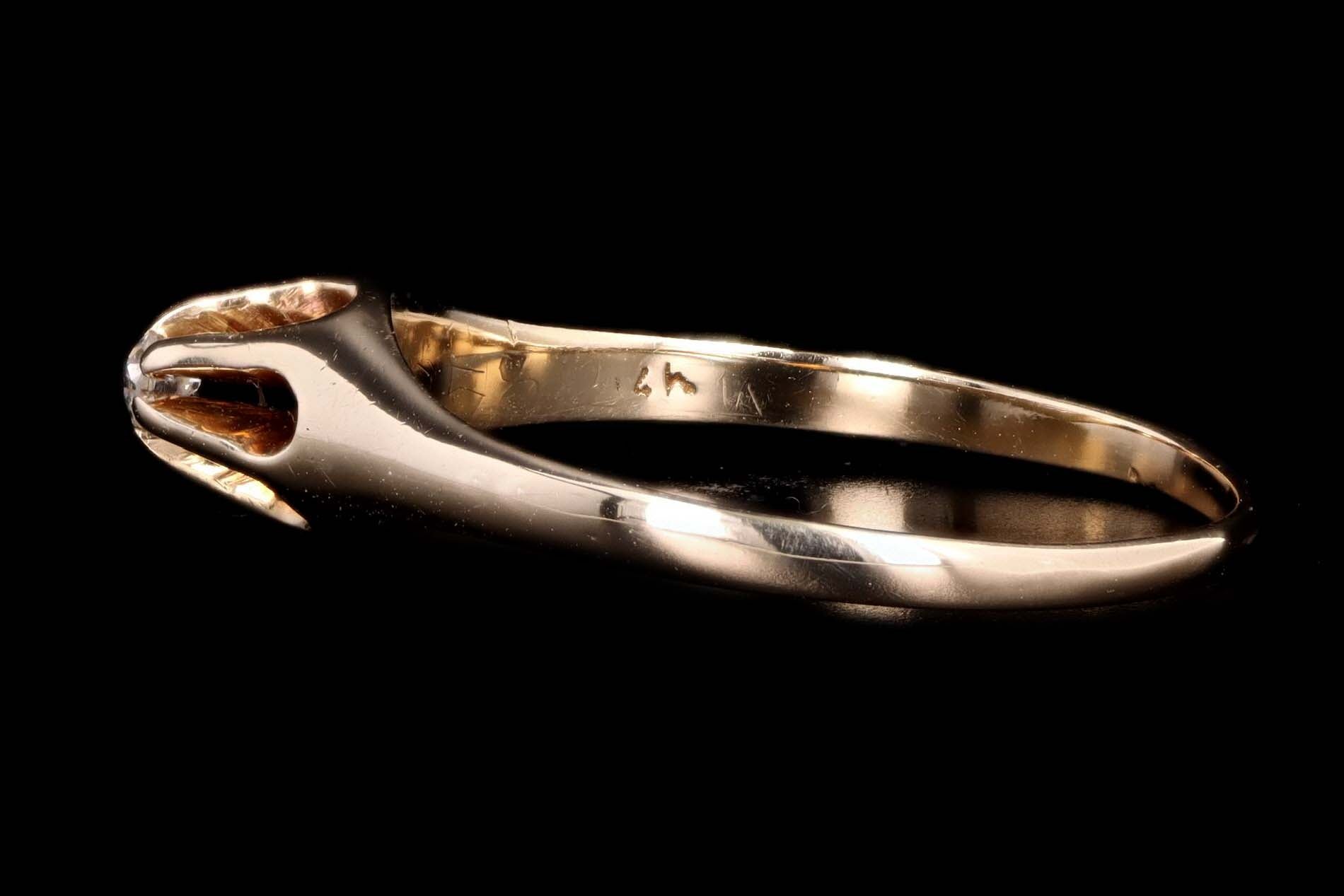 Victorian 14K Yellow Gold Single Cut Diamond Belcher Ring - Queen May