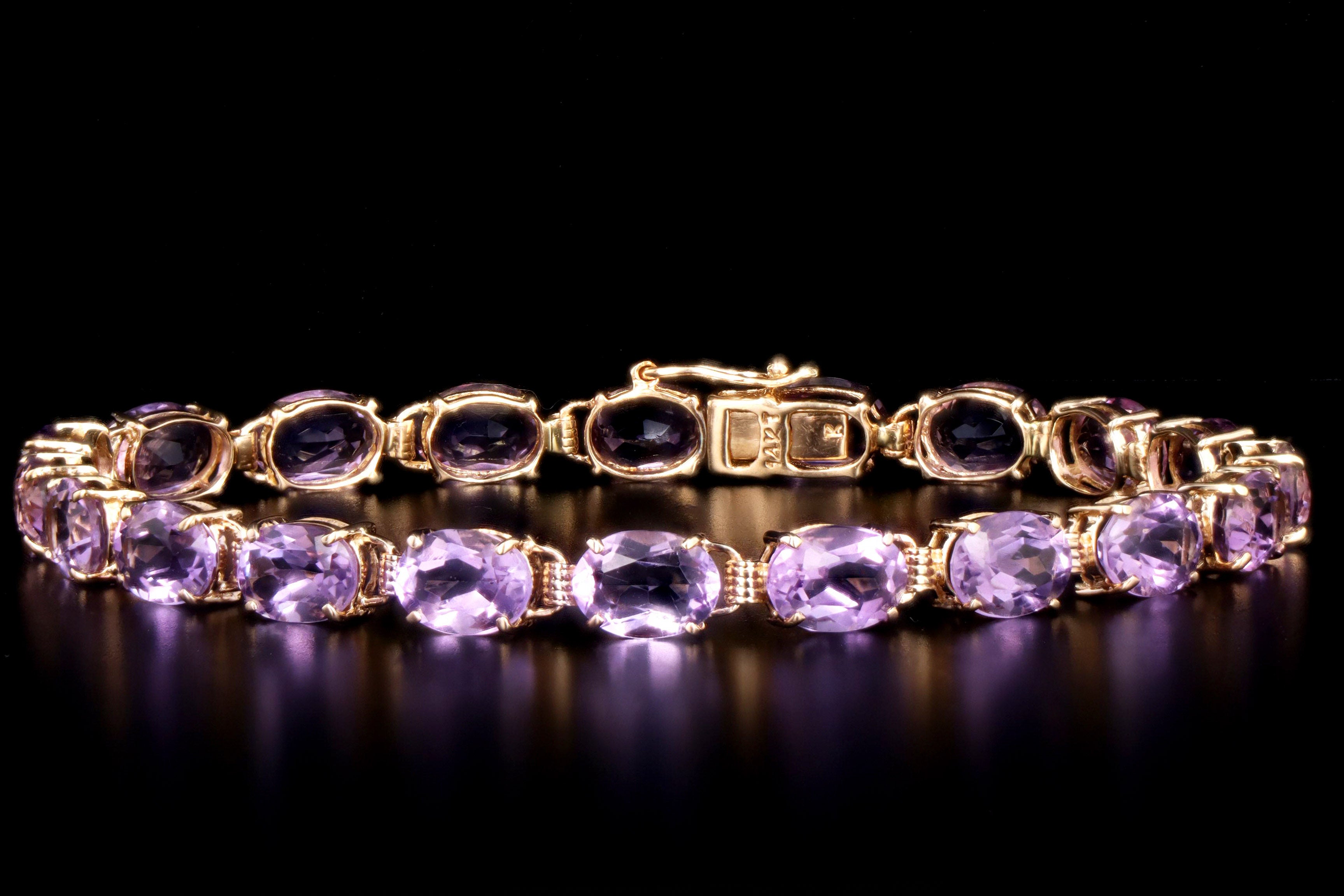 Modern 14K Yellow Gold 14 Carat Total Weight Amethyst Bracelet - Queen May