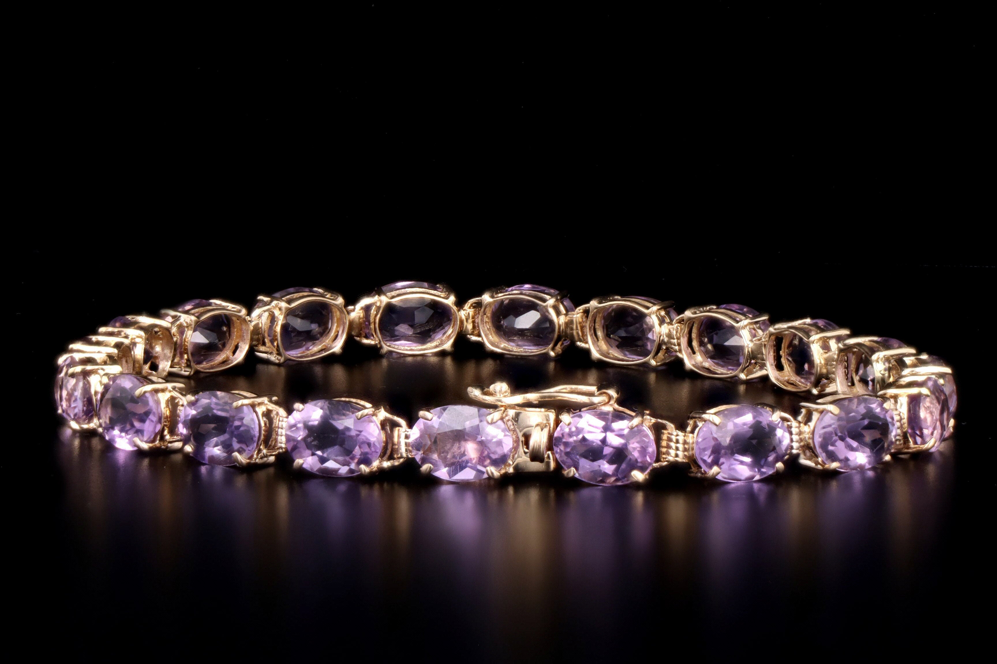 Modern 14K Yellow Gold 14 Carat Total Weight Amethyst Bracelet - Queen May