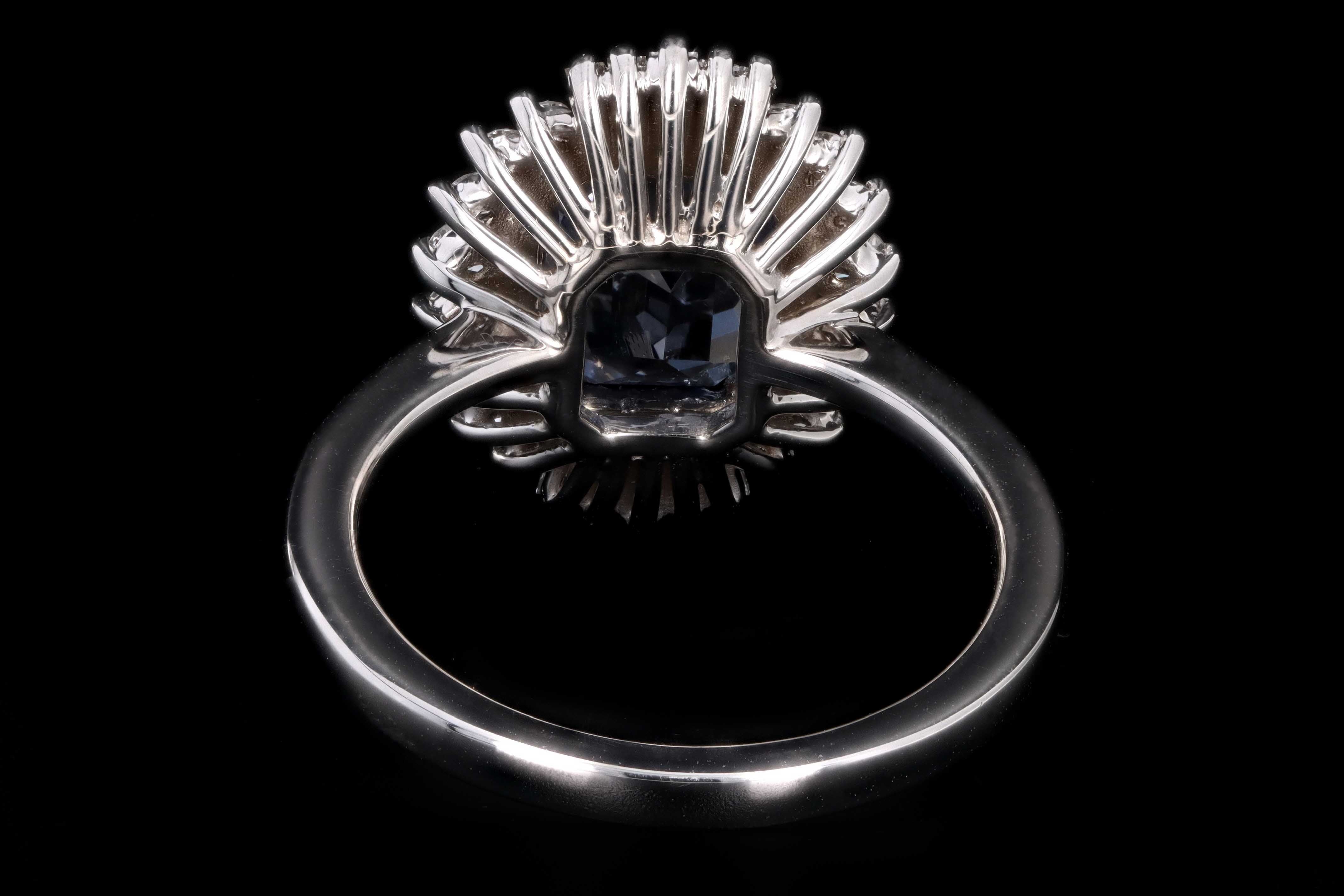 New 18K White Gold 2.45 Carat Natural No Heat Ceylon Sapphire & Diamond Fan Ring GIA Certified - Queen May