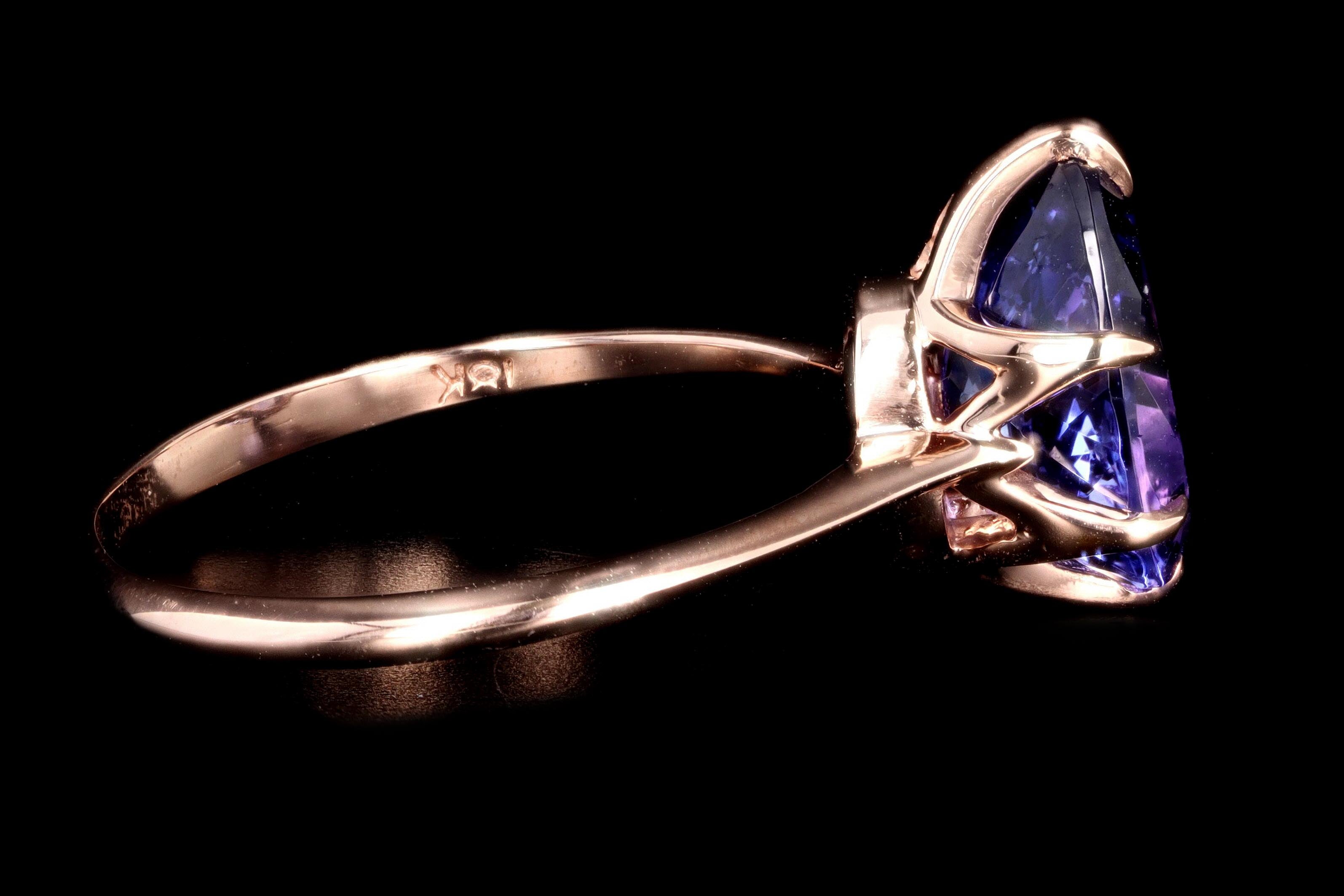 New Vintage Inspired 18K Rose Gold 2.45 Carat Tanzanite Ring - Queen May