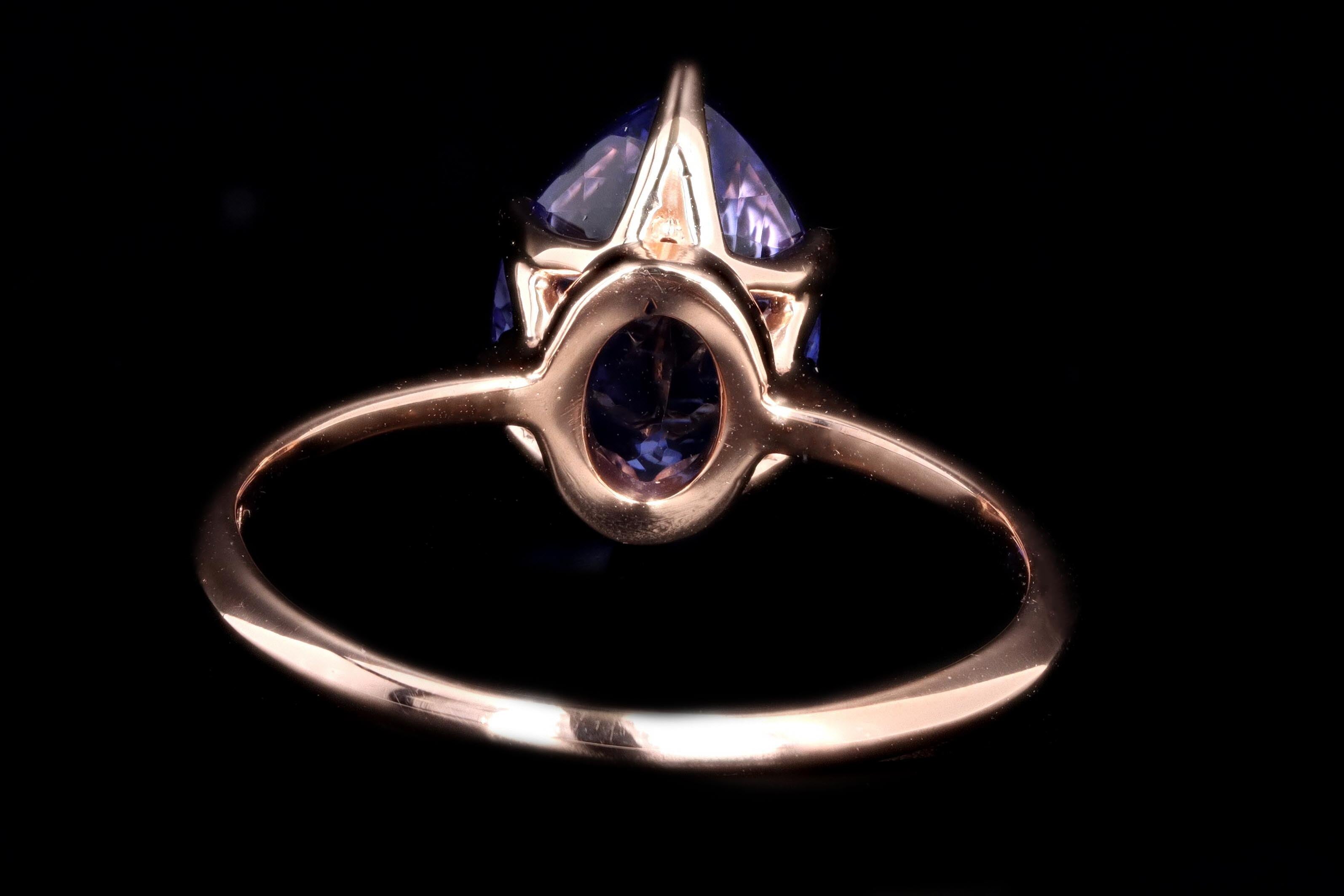 New Vintage Inspired 18K Rose Gold 2.45 Carat Tanzanite Ring - Queen May