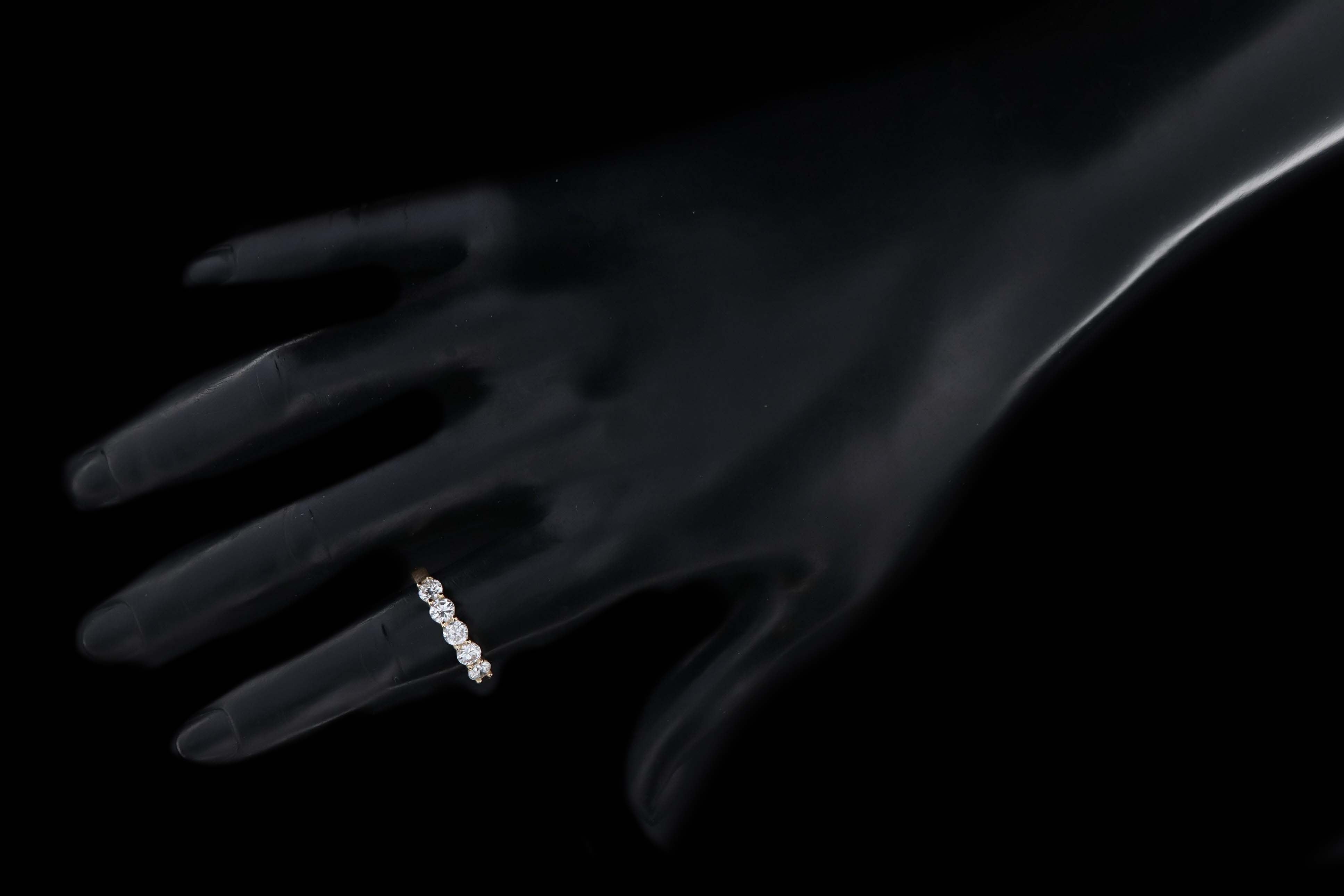 New Platinum or 14K Yellow Gold 1 Carat Total Weight Diamond Five Stone Band - Queen May