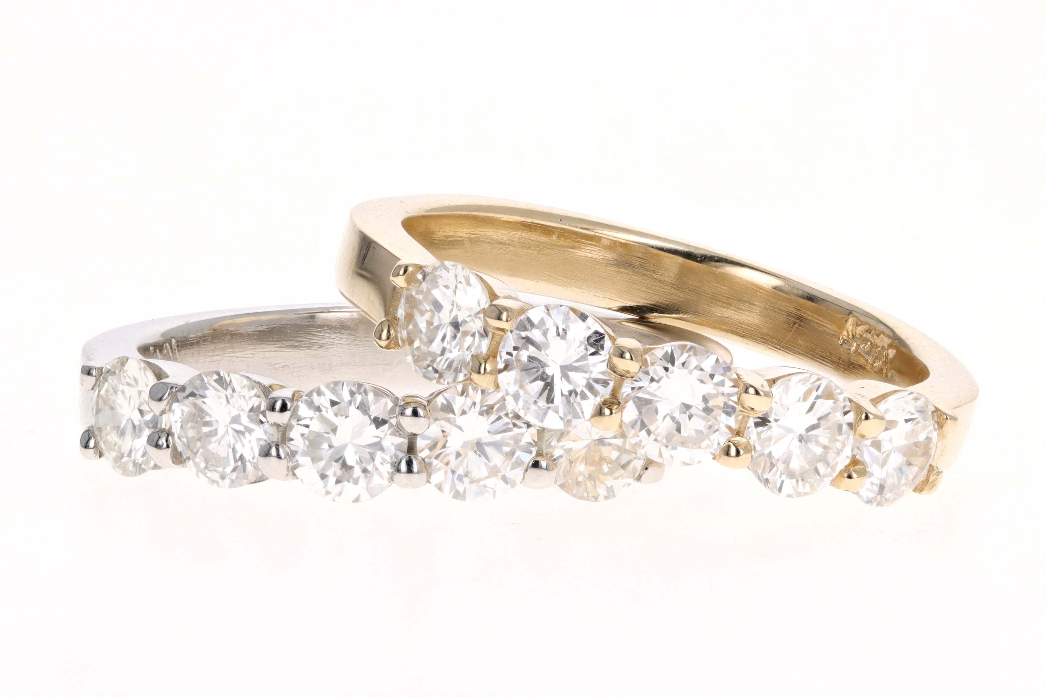 New Platinum or 14K Yellow Gold 1 Carat Total Weight Diamond Five Stone Band - Queen May