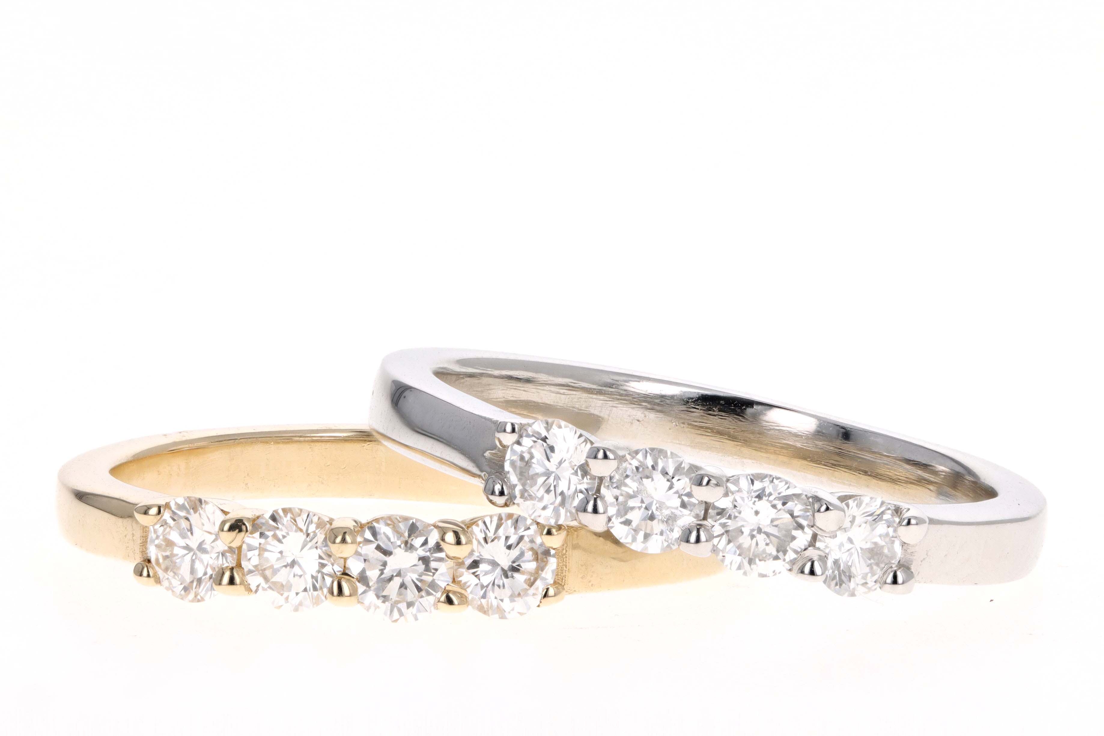 New Platinum or 14K Yellow Gold .45 Carat Total Weight Diamond Four Stone Band - Queen May