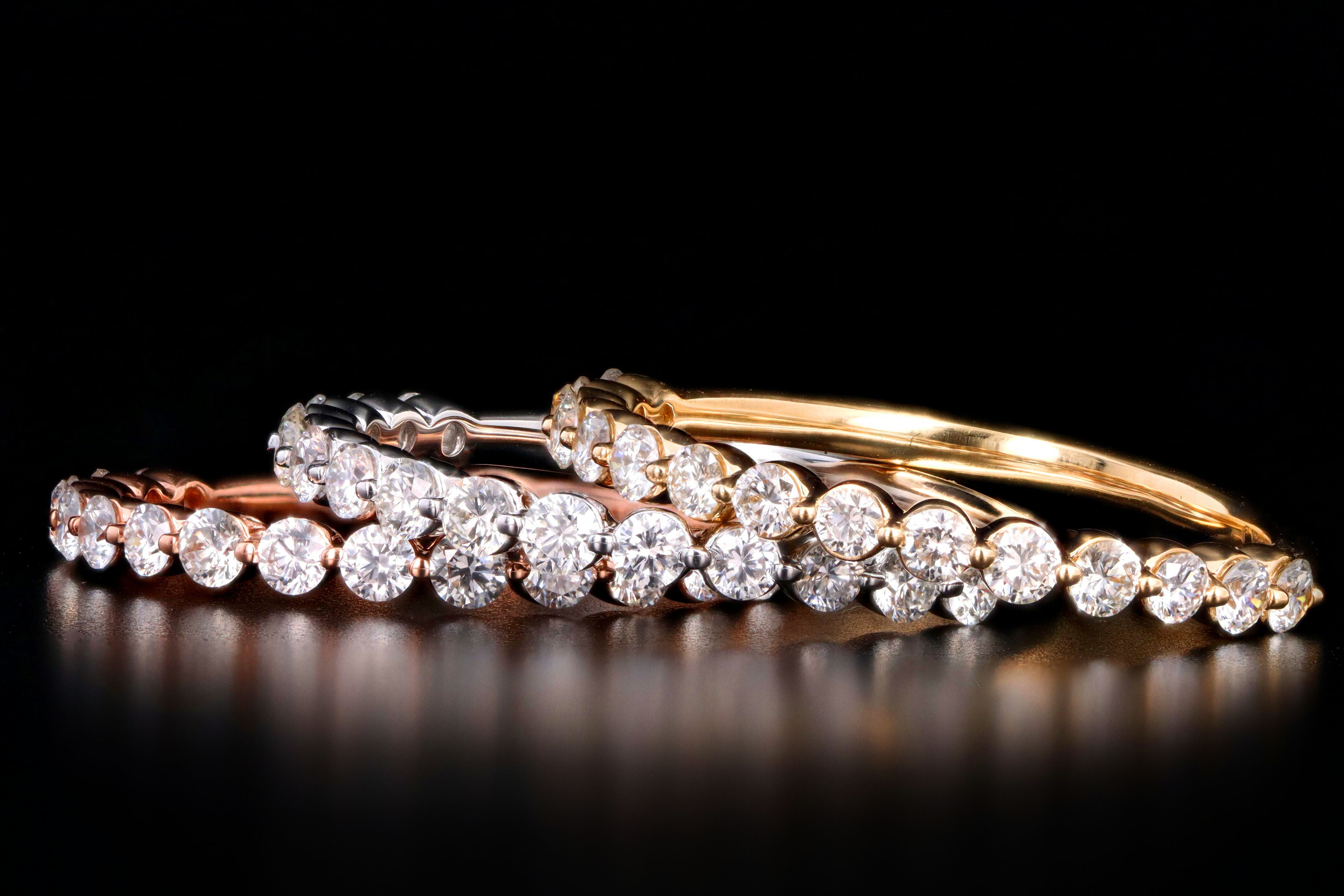 14K Gold or Platinum 0.50 Carat Round Brilliant Diamond Half Eternity Band - Queen May
