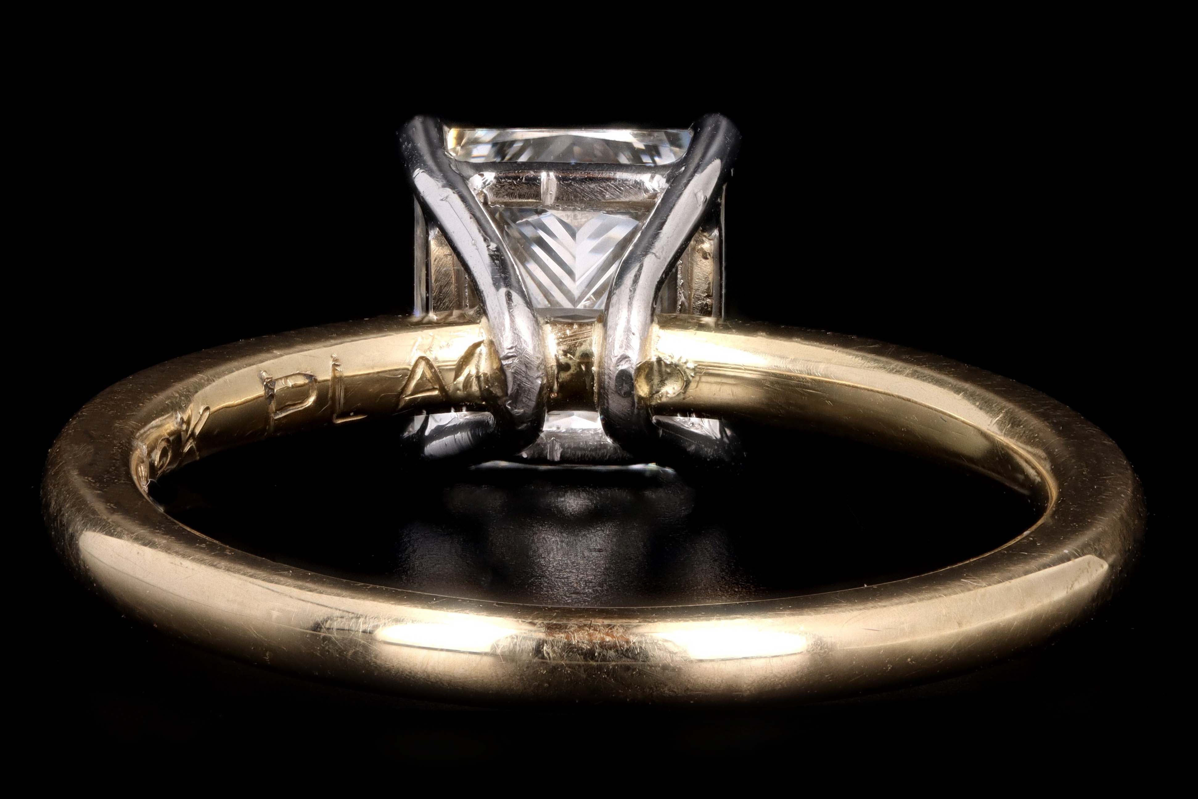 New Handmade Platinum & 18K Yellow Gold 1.38 Carat Radiant Cut Diamond Engagement Ring GIA Certified - Queen May