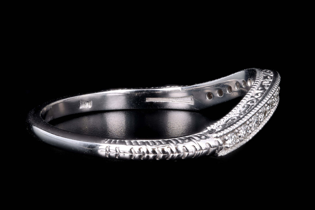 14K White Gold Half Eternity Curved Diamond Band Ring Jacket - Queen May