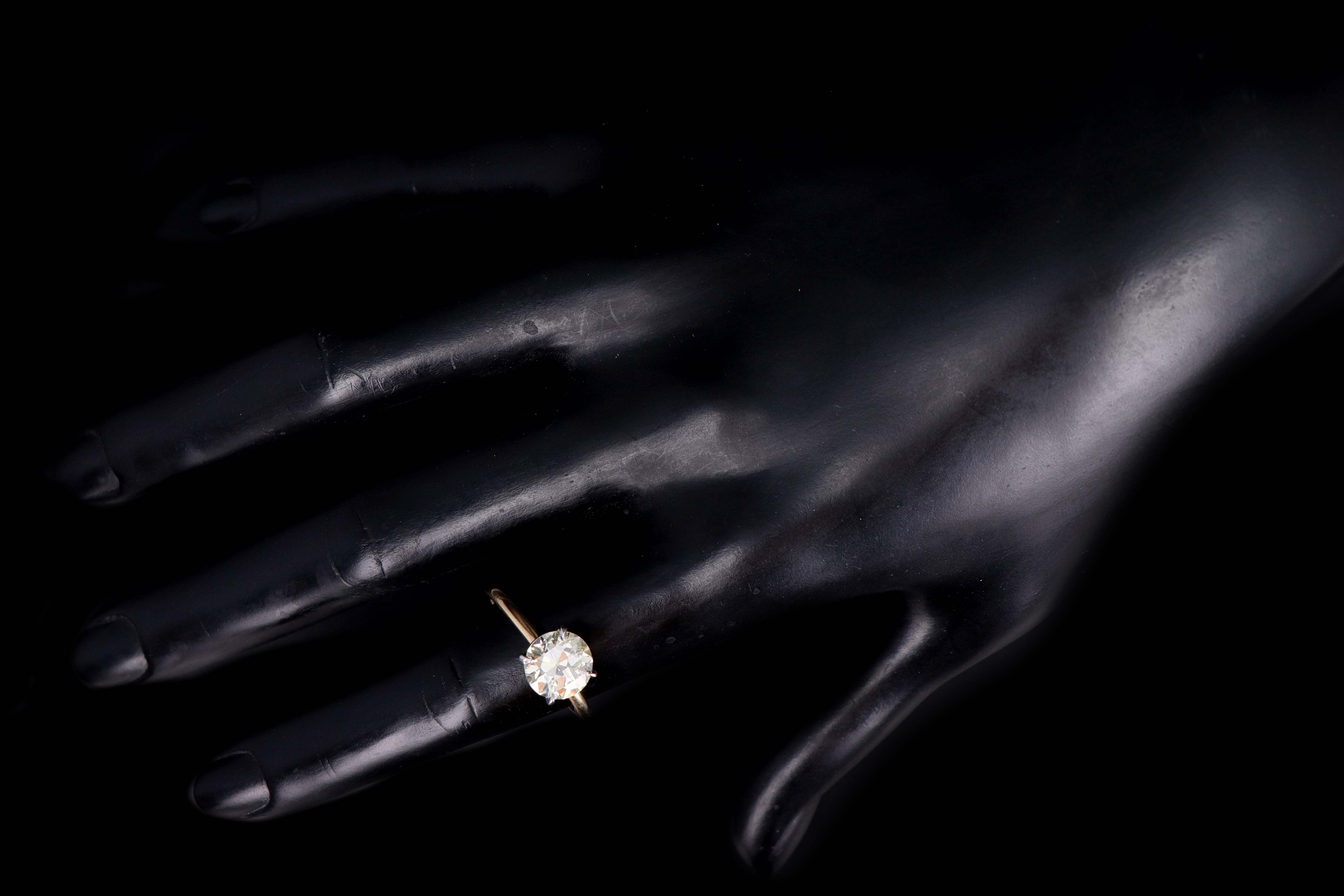 New Handmade Platinum & 18K Yellow Gold 2.34 Carat Old European Cut Diamond Engagement Ring - Queen May