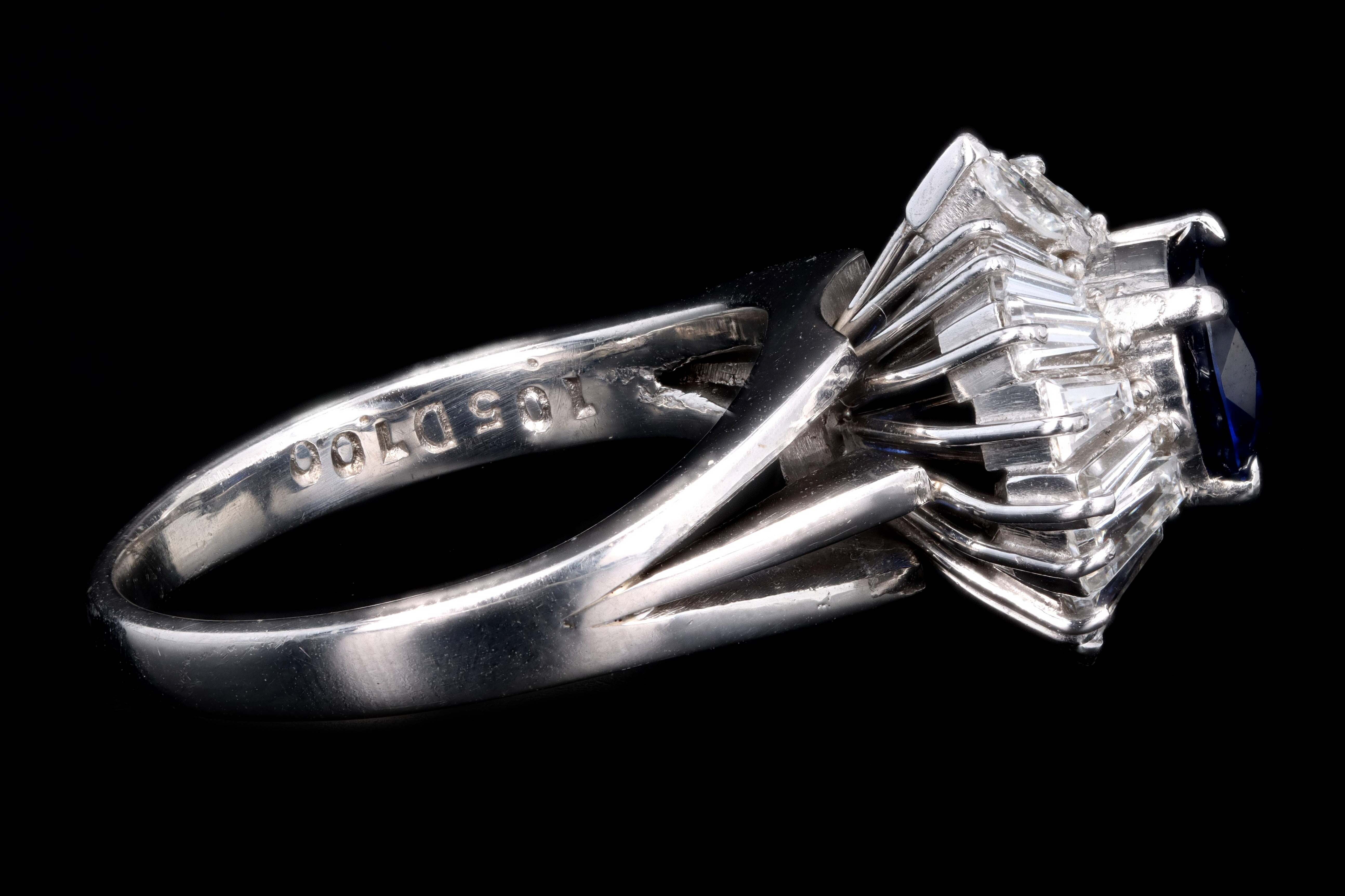 Retro Platinum 1.05 Carat Natural Sapphire & Diamond Ring - Queen May