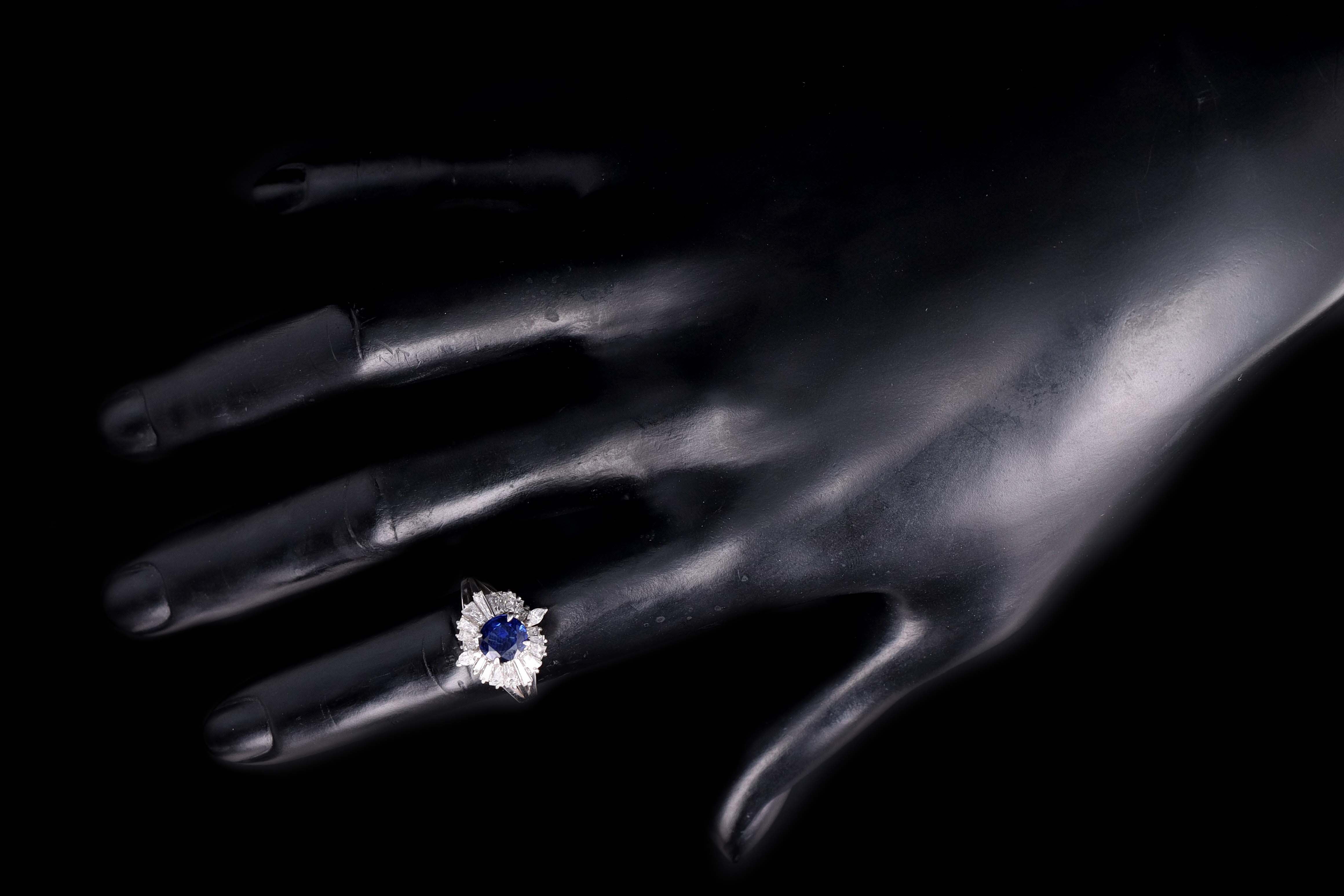 Retro Platinum 1.05 Carat Natural Sapphire & Diamond Ring - Queen May
