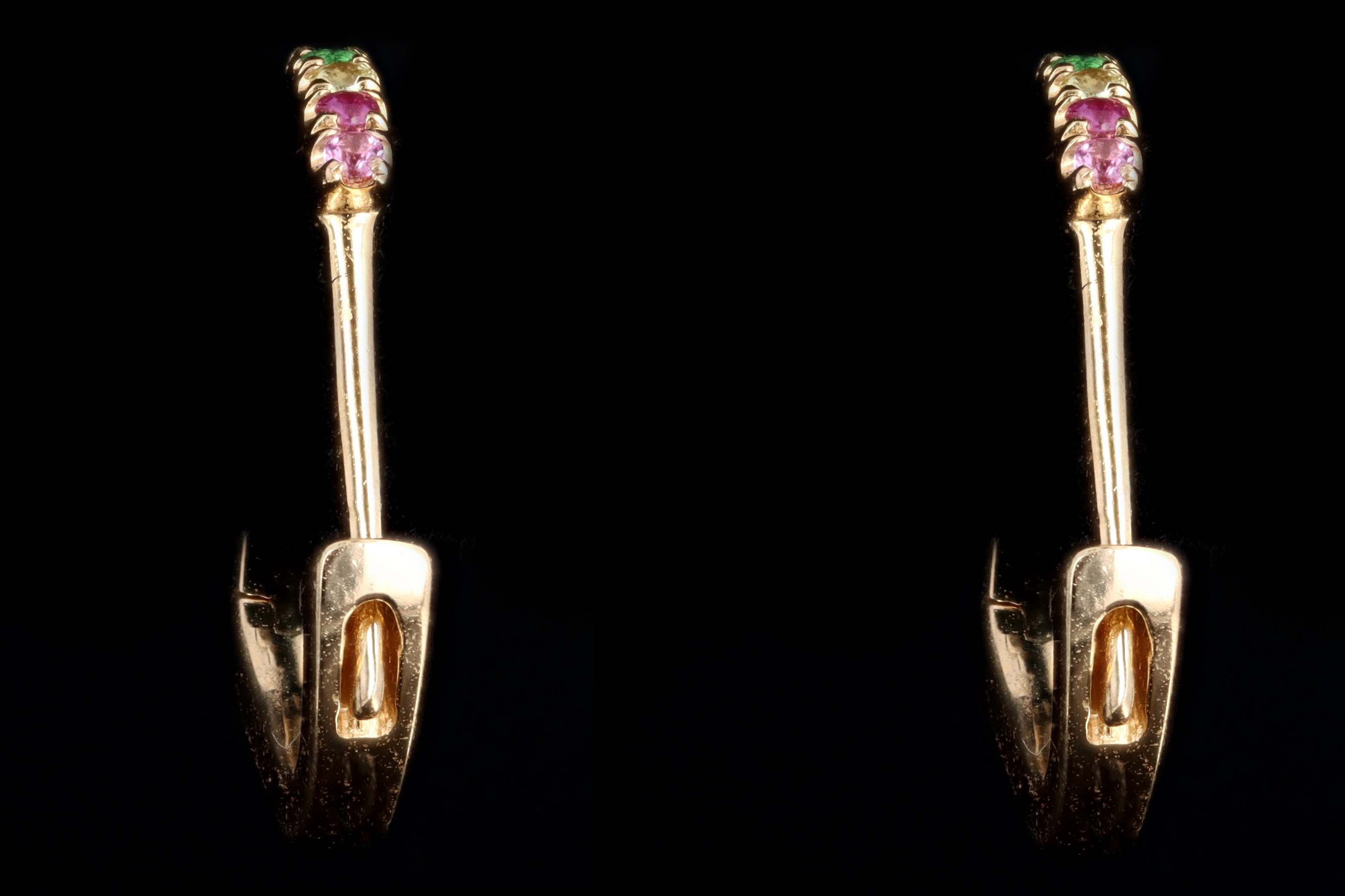 New 14K Yellow Gold Rainbow Huggie Earrings - Queen May