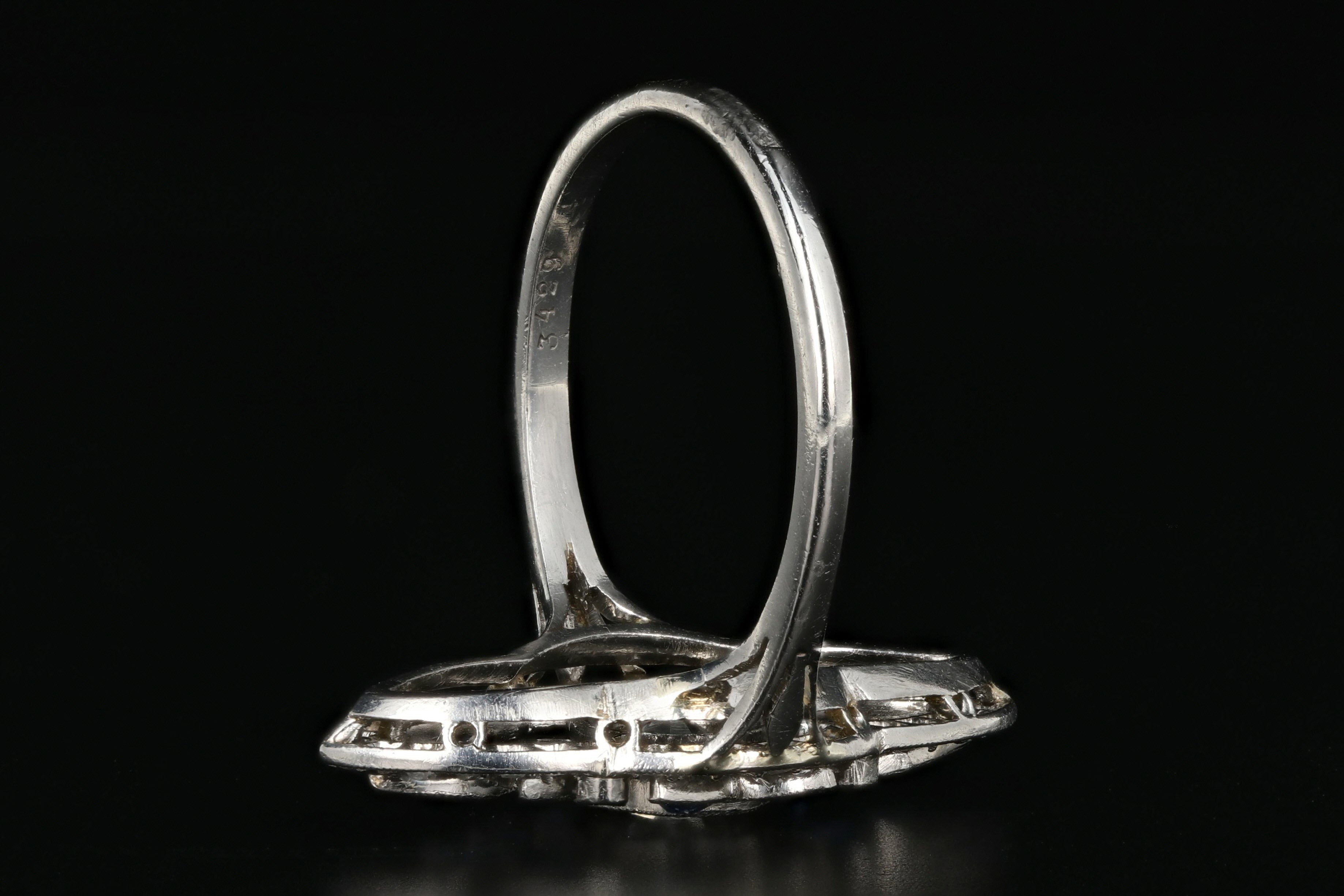 Rare Art Deco Platinum .5 Carat Old European Cut Diamond & Natural Sapphire Ring - Queen May