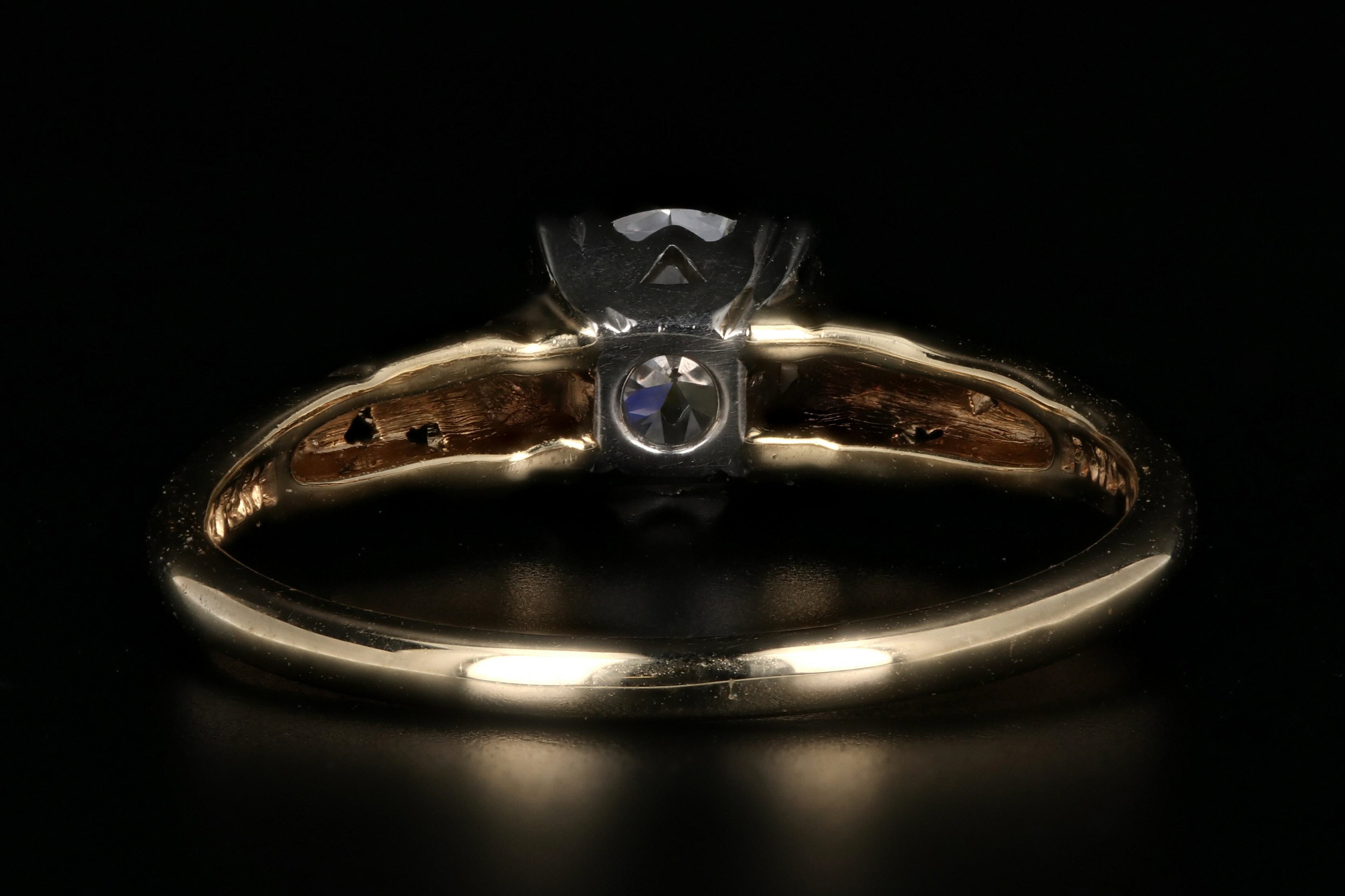Art Nouveau 14K Yellow Gold and Platinum .70 Carat Engagement Ring - Queen May
