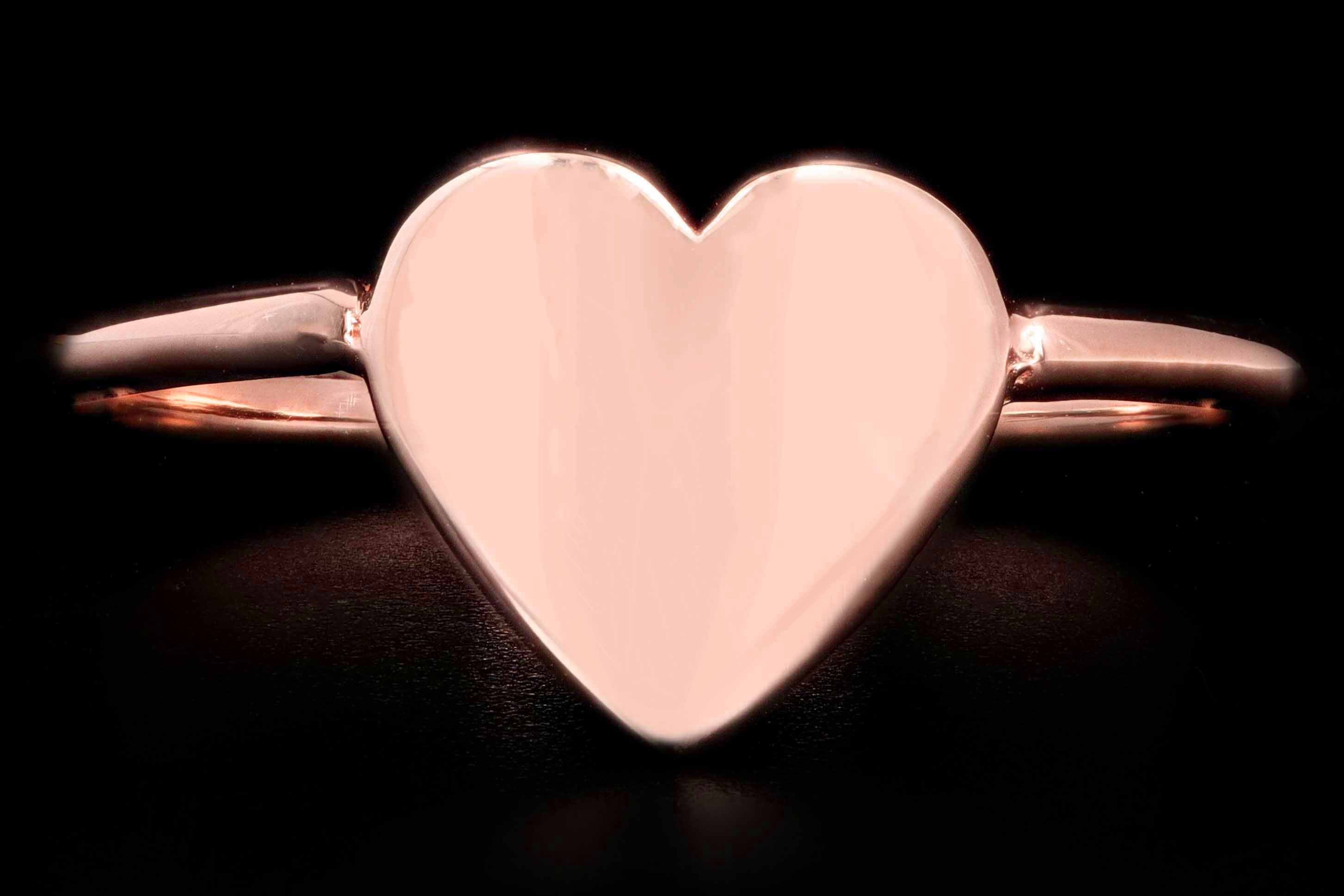 New 14K Gold Heart Signet Ring - Queen May