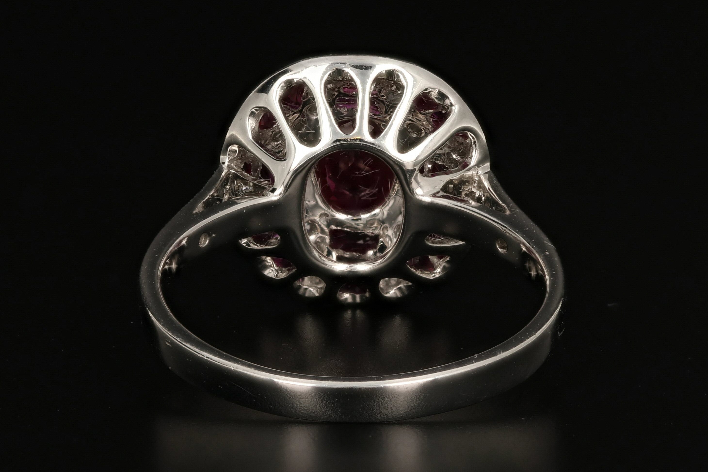 Art Deco Style 18K White Gold .40 Carat Ruby and Diamond Ring - Queen May
