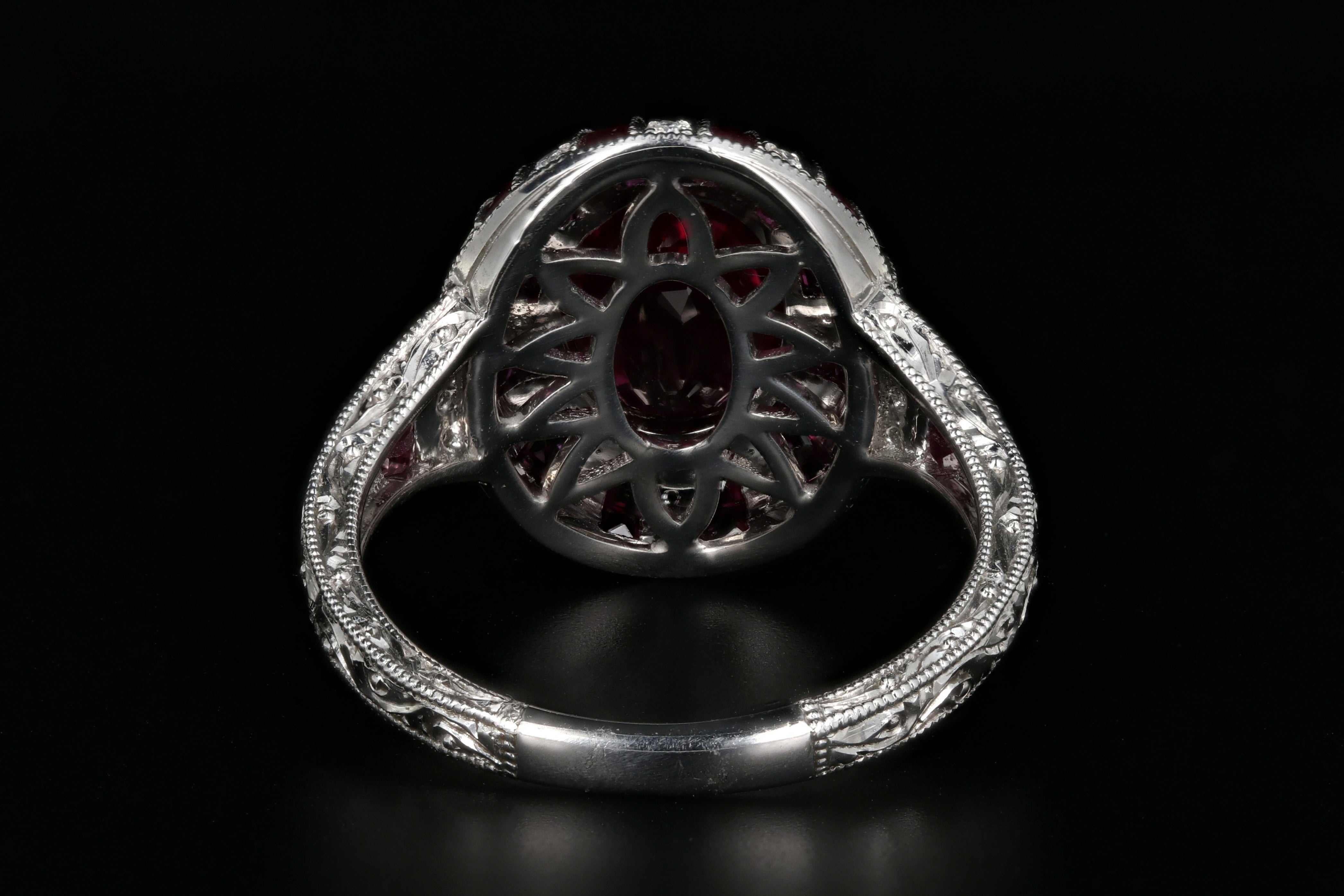Modern 14K White Gold 2.11 Carat Natural Burma Ruby & Diamond Ring GIA Certified - Queen May