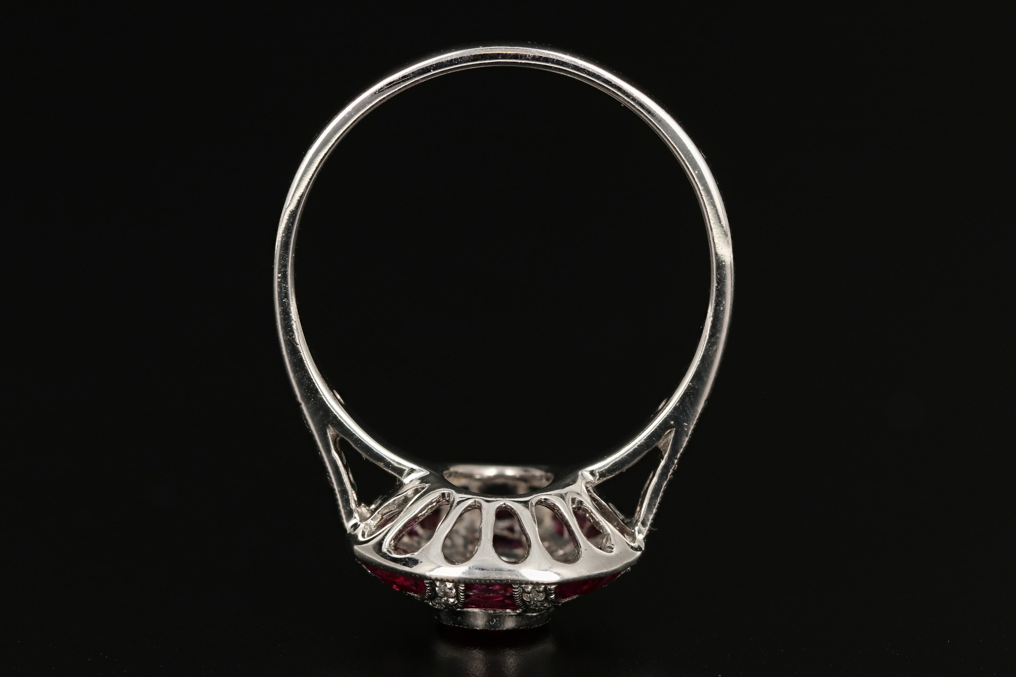 Art Deco Style 18K White Gold .40 Carat Ruby and Diamond Ring - Queen May