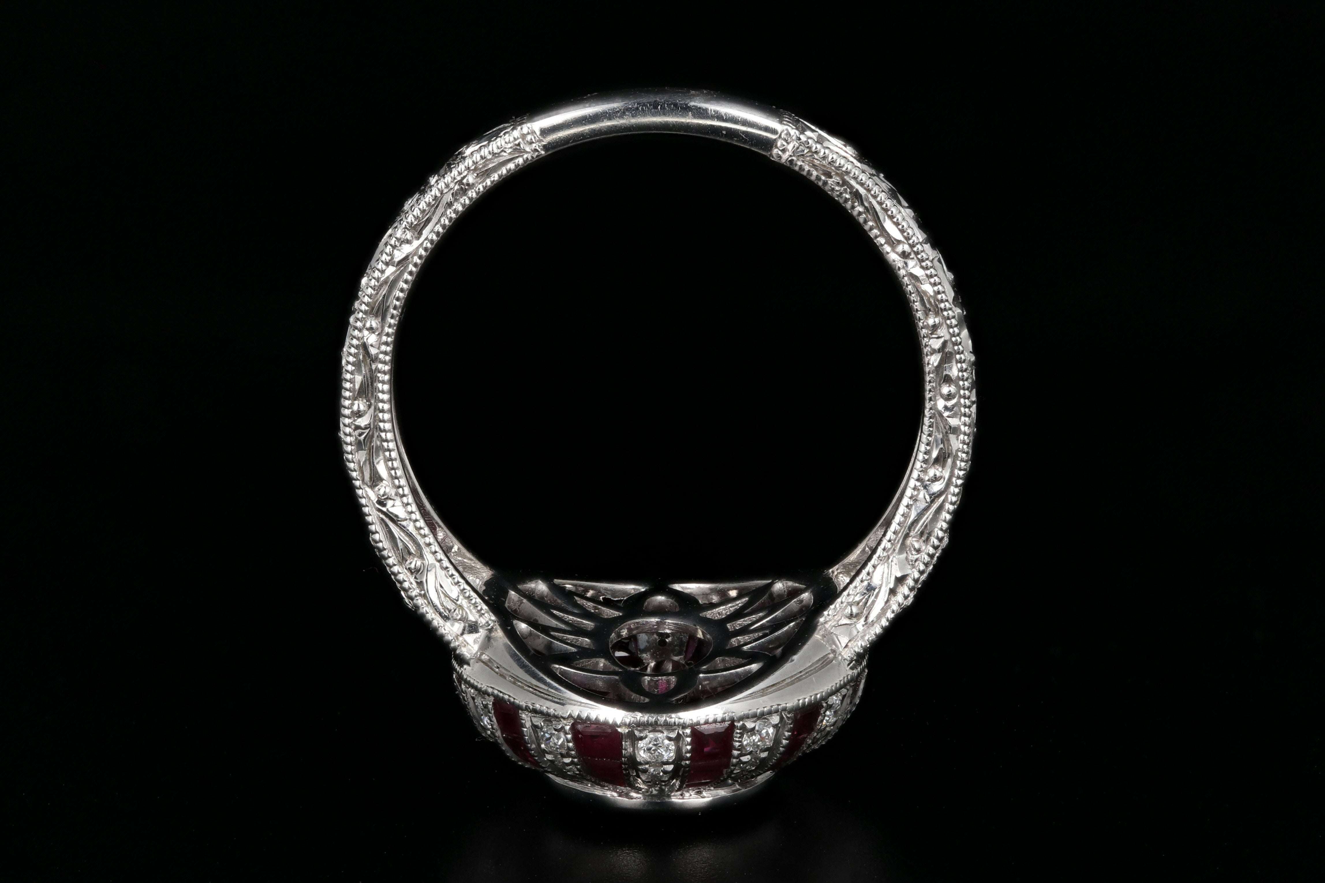 Modern 14K White Gold 2.11 Carat Natural Burma Ruby & Diamond Ring GIA Certified - Queen May