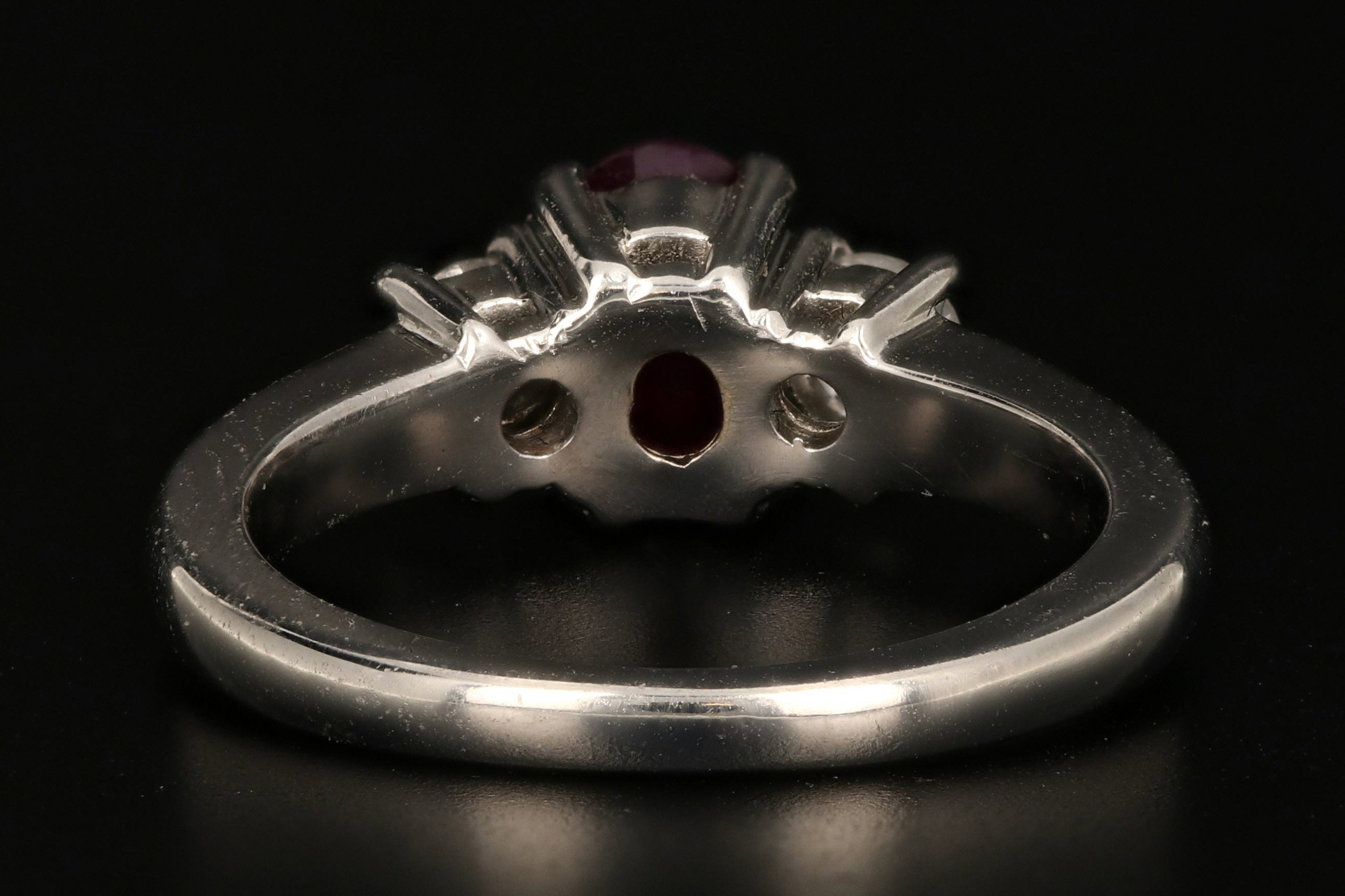 Modern 14K White Gold .75 Carat Natural Ruby and Diamond Ring - Queen May