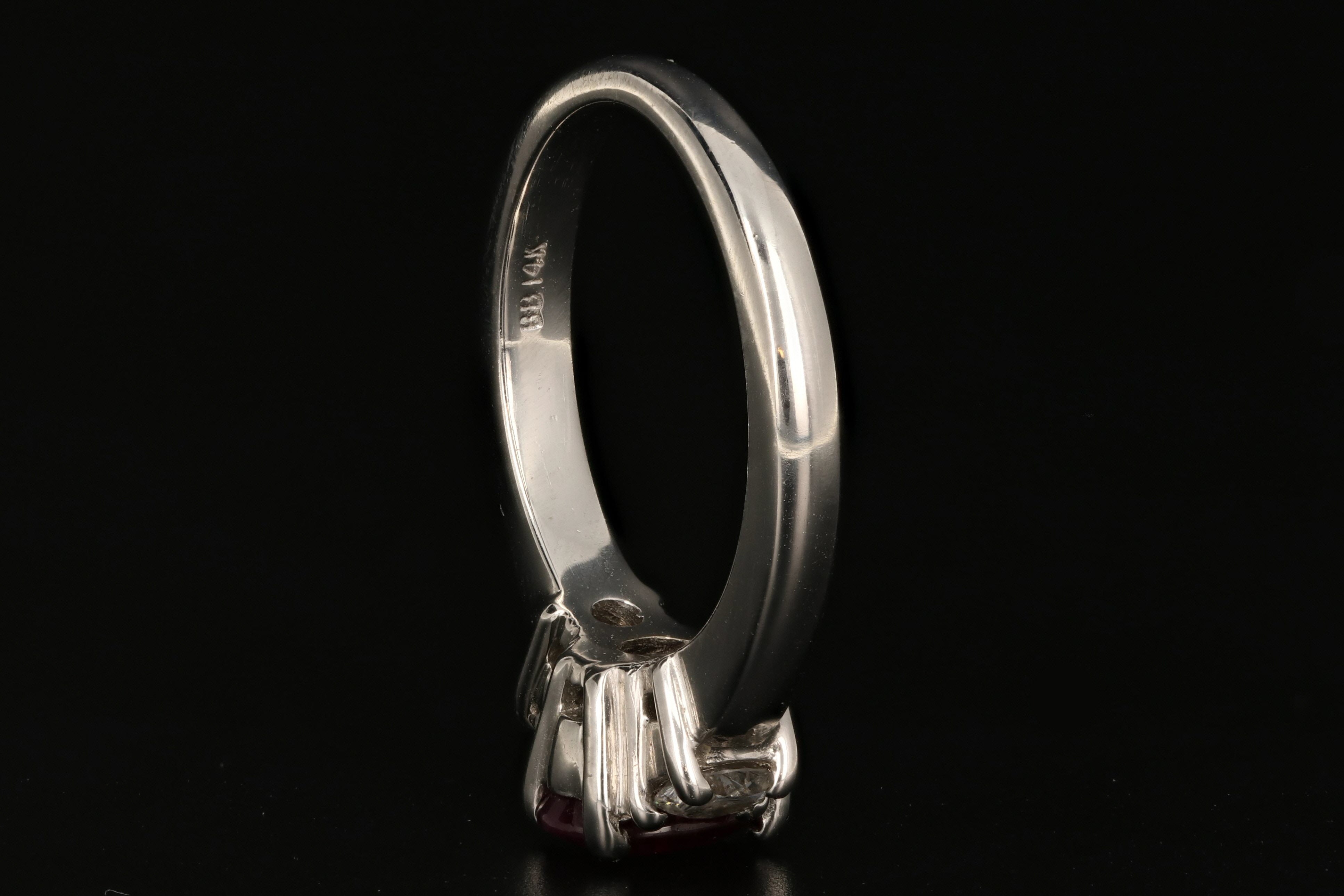 Modern 14K White Gold .75 Carat Natural Ruby and Diamond Ring - Queen May