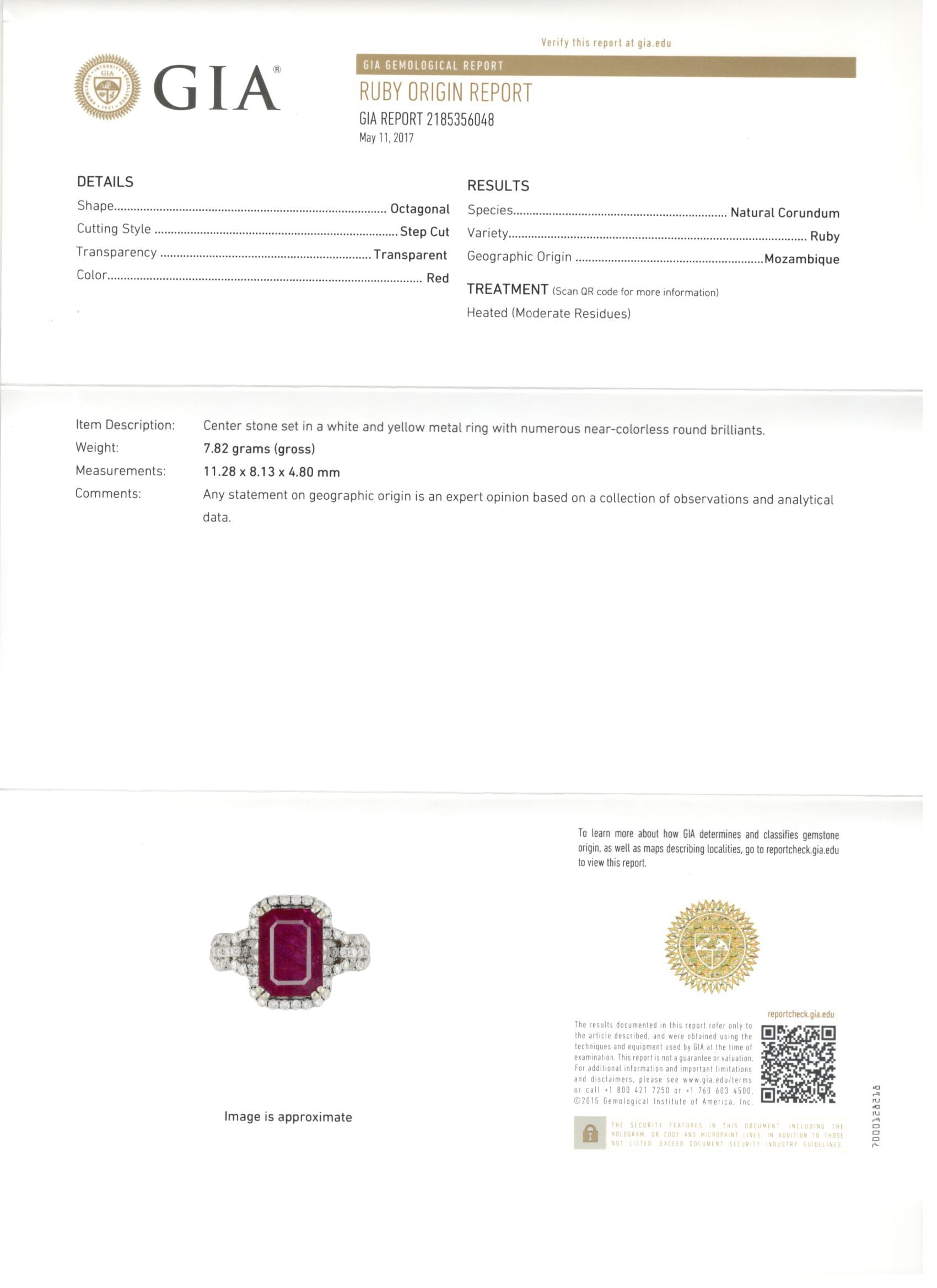 4.5 Carat Natural Ruby in 18K White Gold & Diamond Setting Ring GIA Certified - Queen May