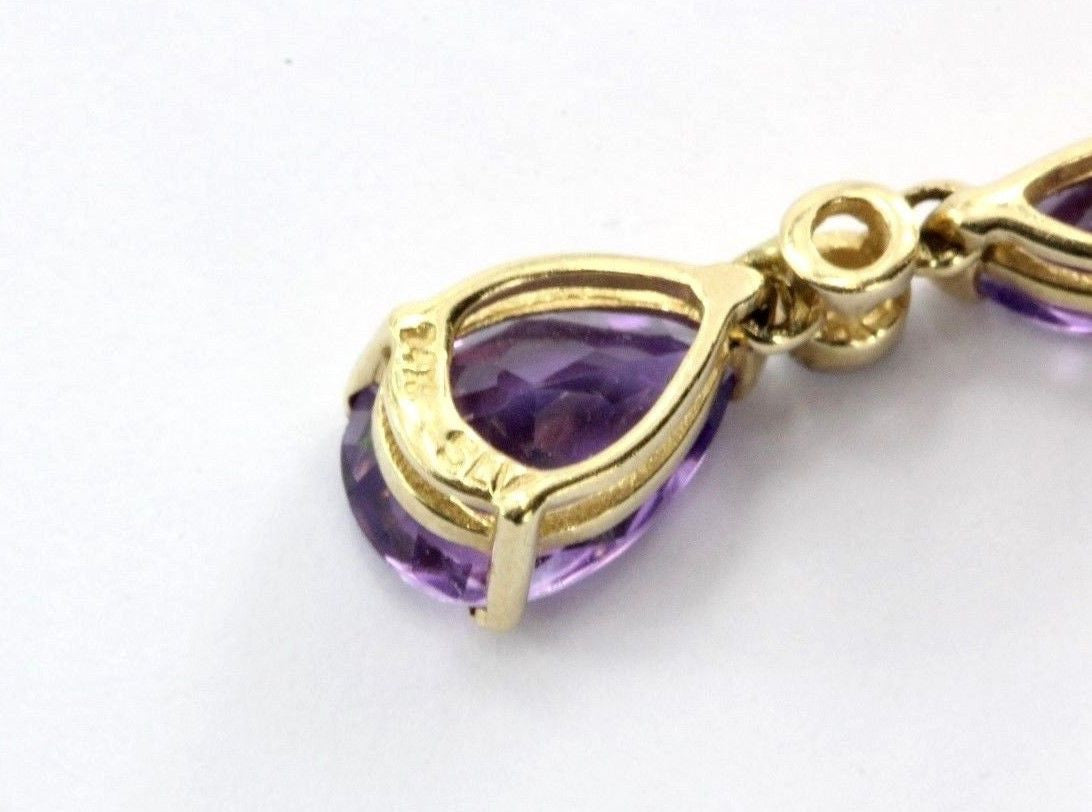 14K Gold Amethyst & Diamond Drop Dangle Earrings - Queen May