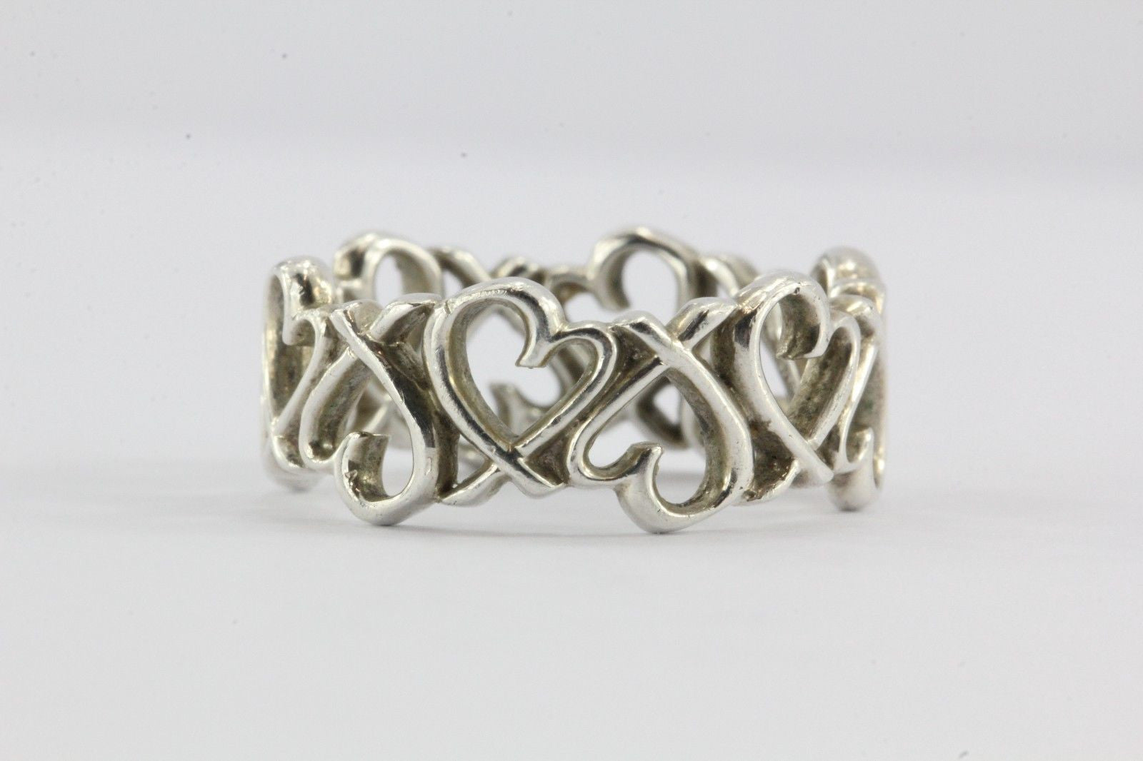Vintage Tiffany & Co Sterling Silver Paloma Picasso Loving Hearts Ring Band - Queen May