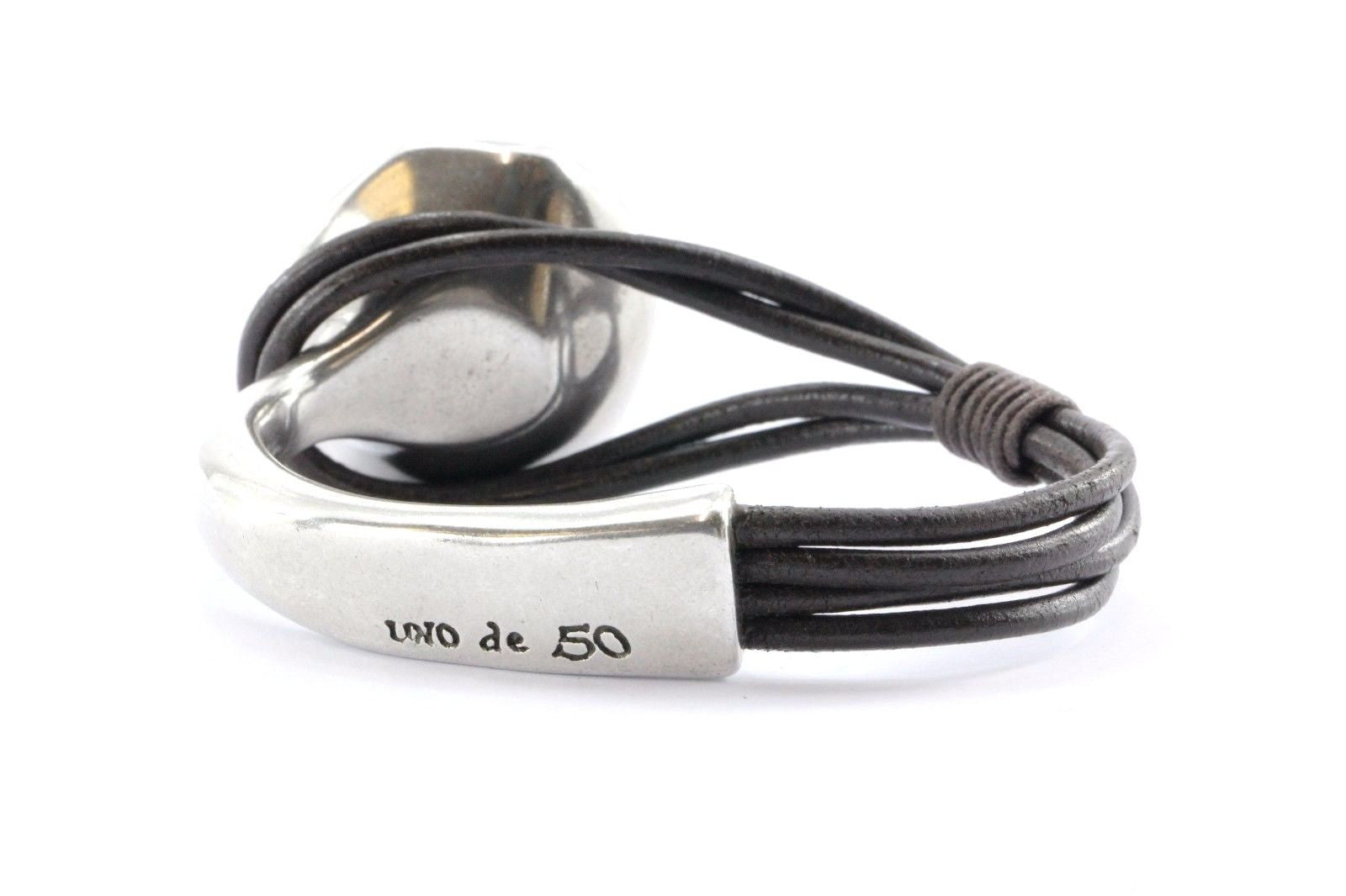 Uno de 50 Leather & Silver Pink Swarovski Crystal Bracelet - Queen May