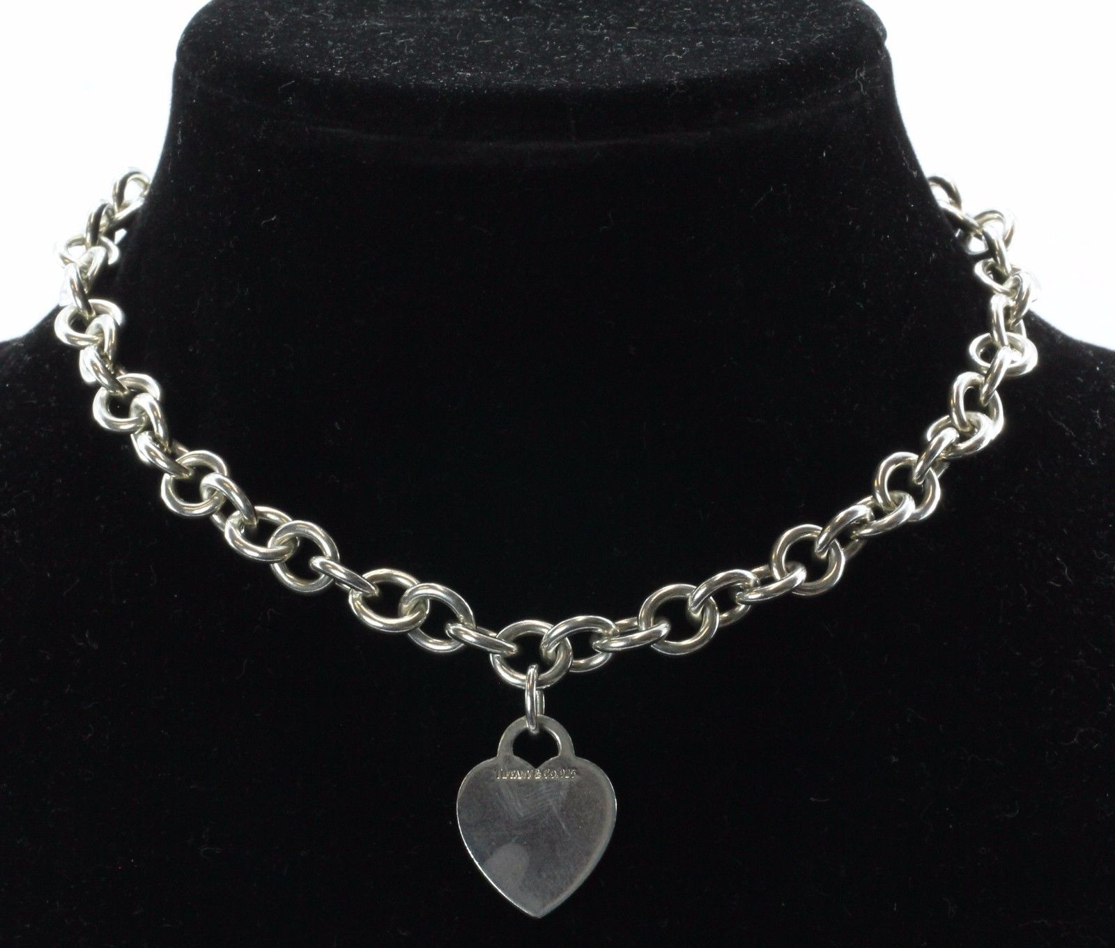 Tiffany & Co Sterling Silver Heart Tag Necklace 16" - Queen May