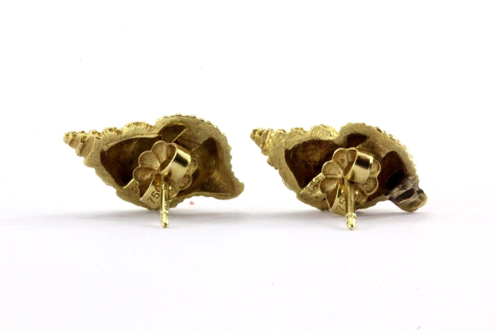 Tiffany & Co 750 18K Gold Brushed Conch Shell Earrings RARE - Queen May