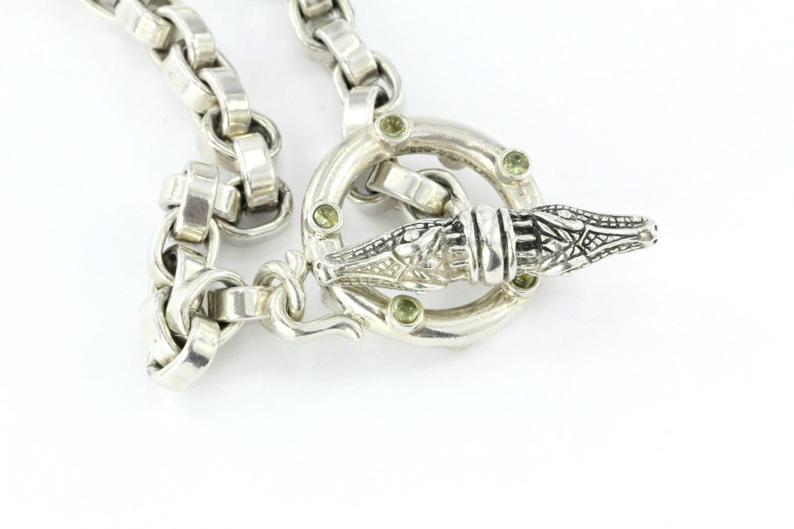 Barry Kieselstein Cord Alligator Link Sterling Green Chrysophrase Necklace - Queen May