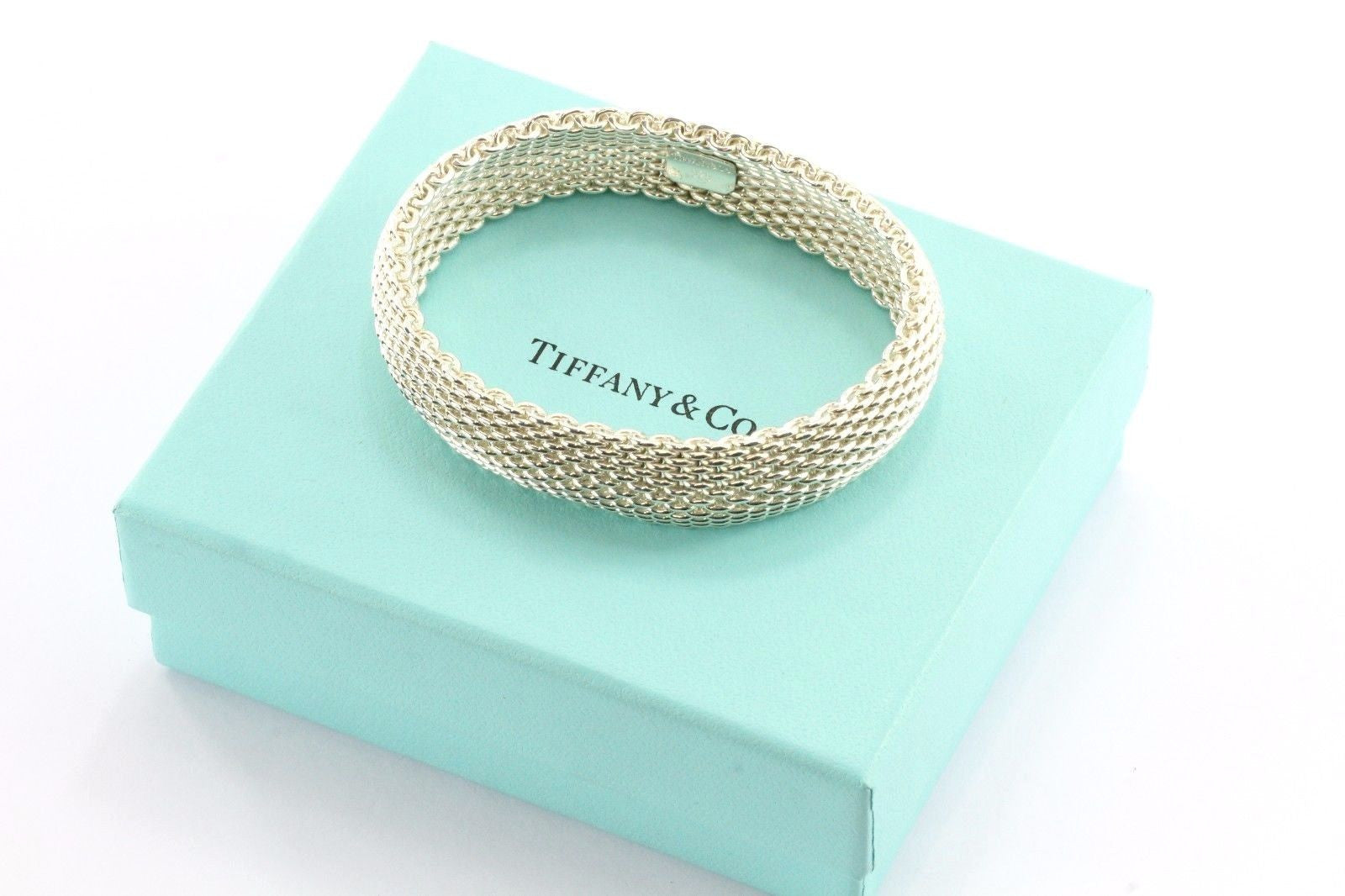 Tiffany & Co Sterling Silver Somerset Mesh Bracelet Bangle - Queen May