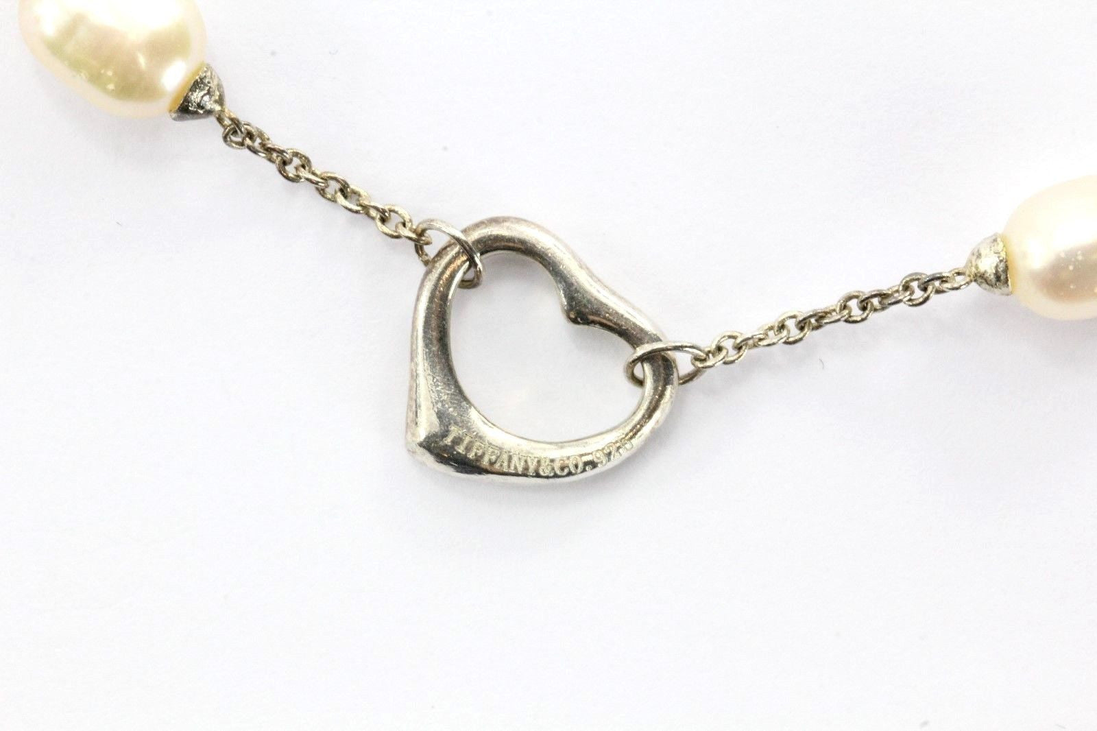 Tiffany & Co Sterling Silver Elsa Peretti Pearl Open Heart Toggle Bracelet - Queen May