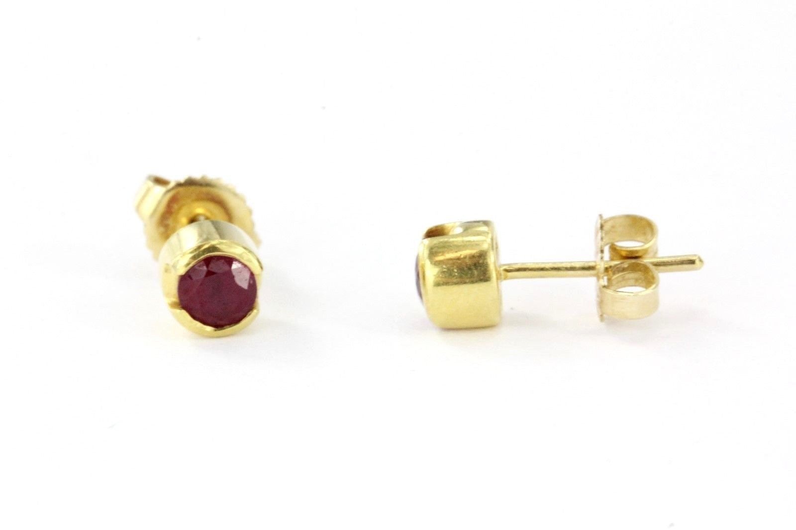 Vintage Pair of 18K Gold Ruby Earring Studs 1/2 CTW - Queen May