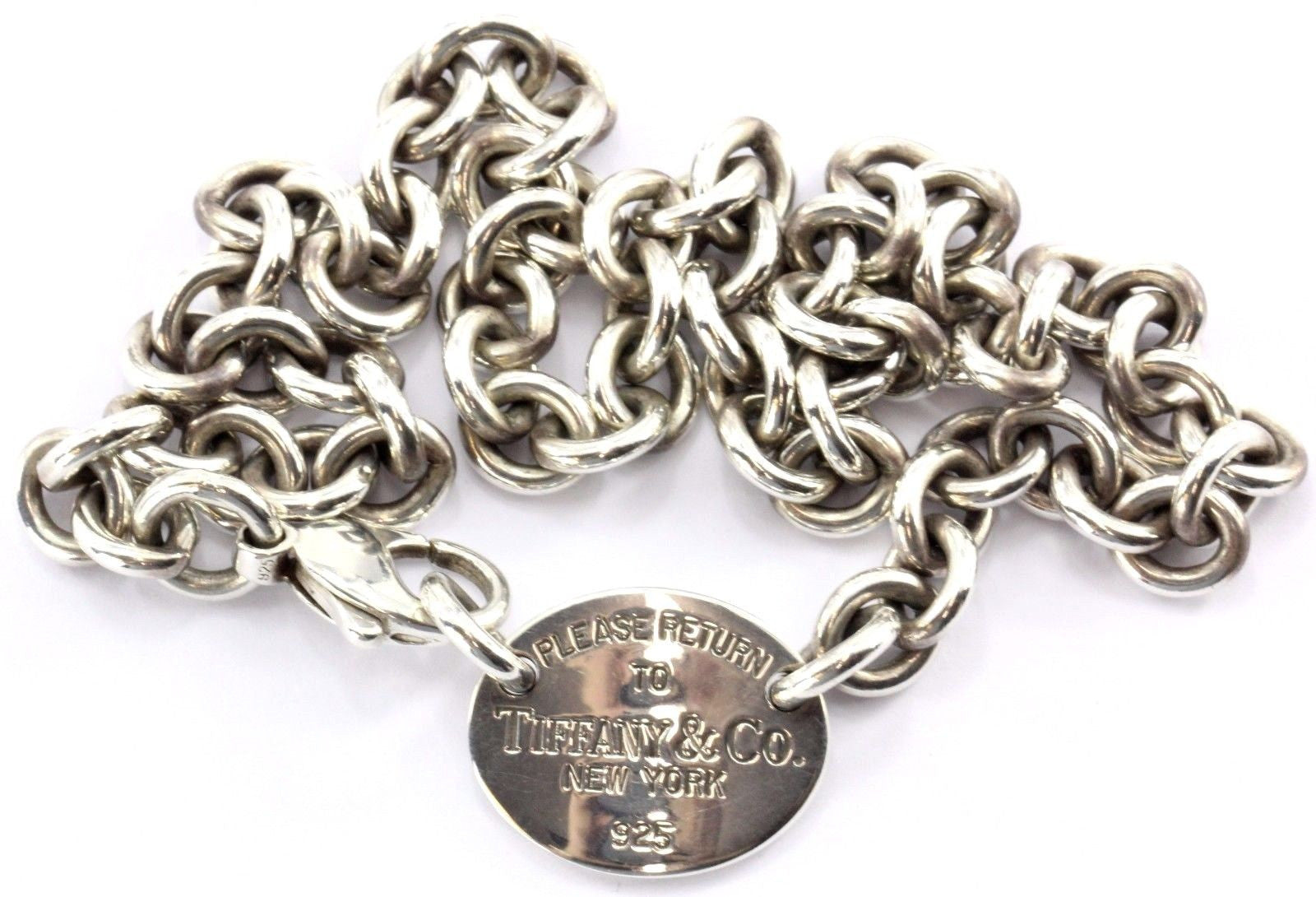 Tiffany & Co Sterling Silver Please Return To Oval Tag Necklace 15.5" #6 - Queen May
