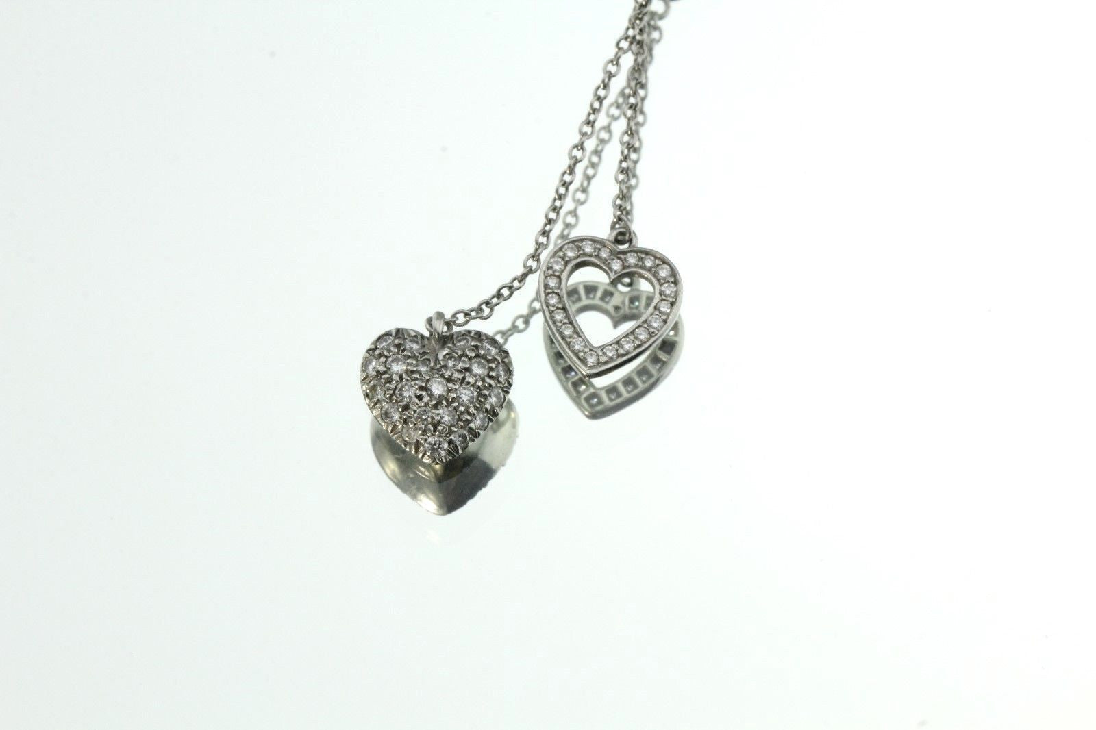 Tiffany & Co. Platinum Pave Diamond Double Heart Pendant Necklace - Queen May