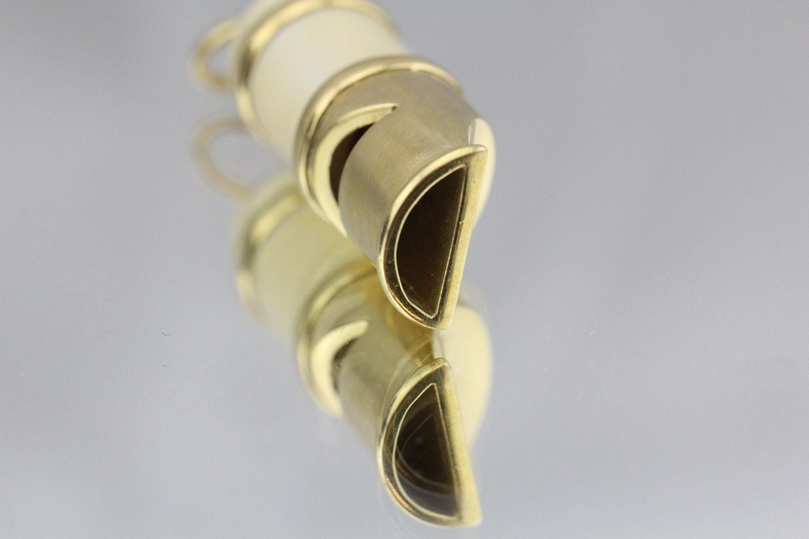 Vintage 18K Gold Designer Taxi Cab Whistle Pendant Charm Signed Masella Riccardo - Queen May