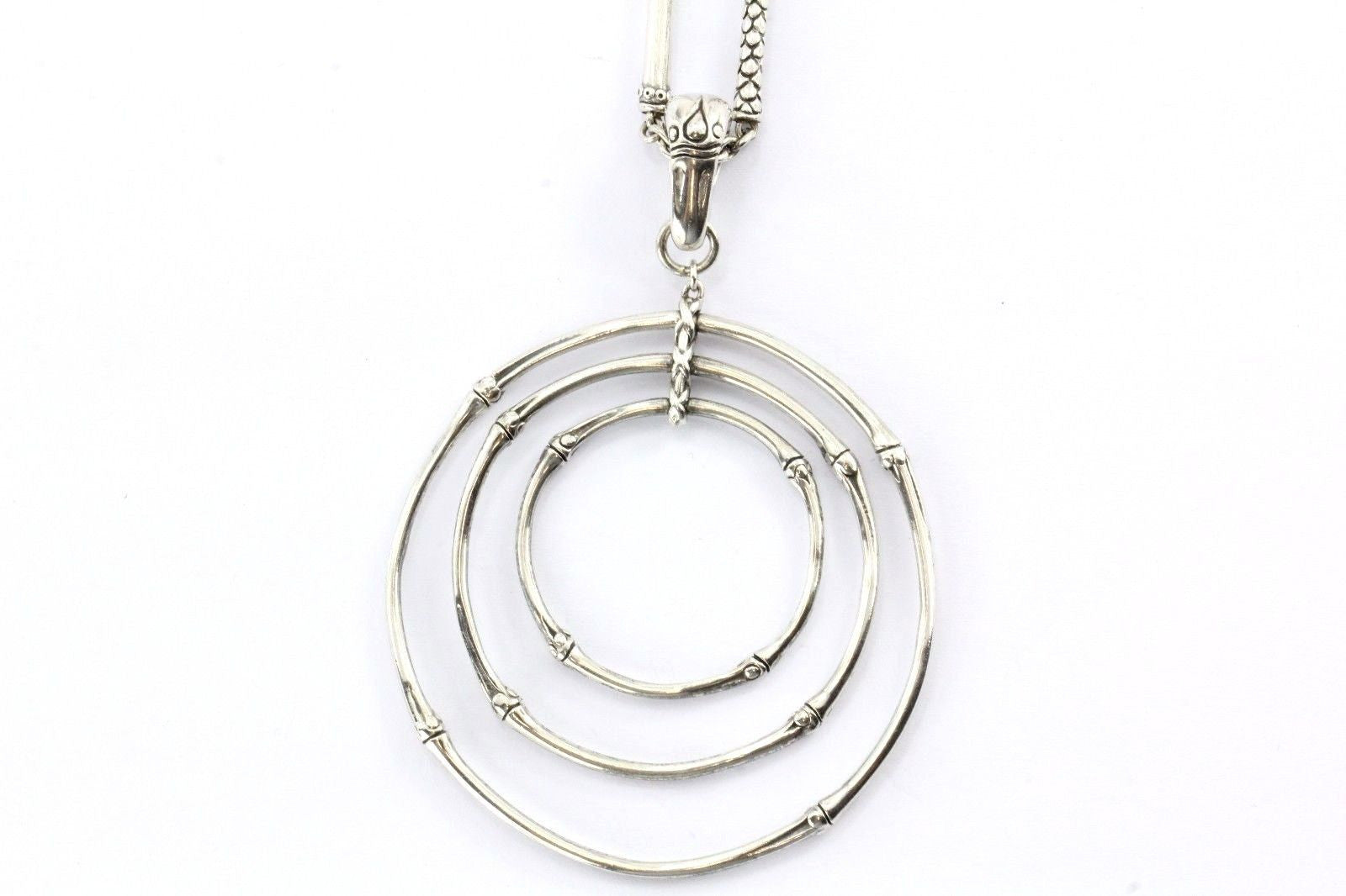 John Hardy Sterling Silver Bamboo Triple Circle Pendant 36" Sautior Necklace - Queen May
